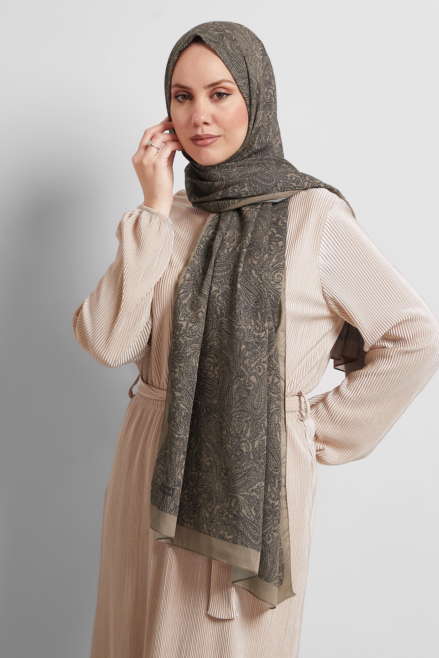 Tesettür giyim VİZON ALVİNA ŞAL 8530