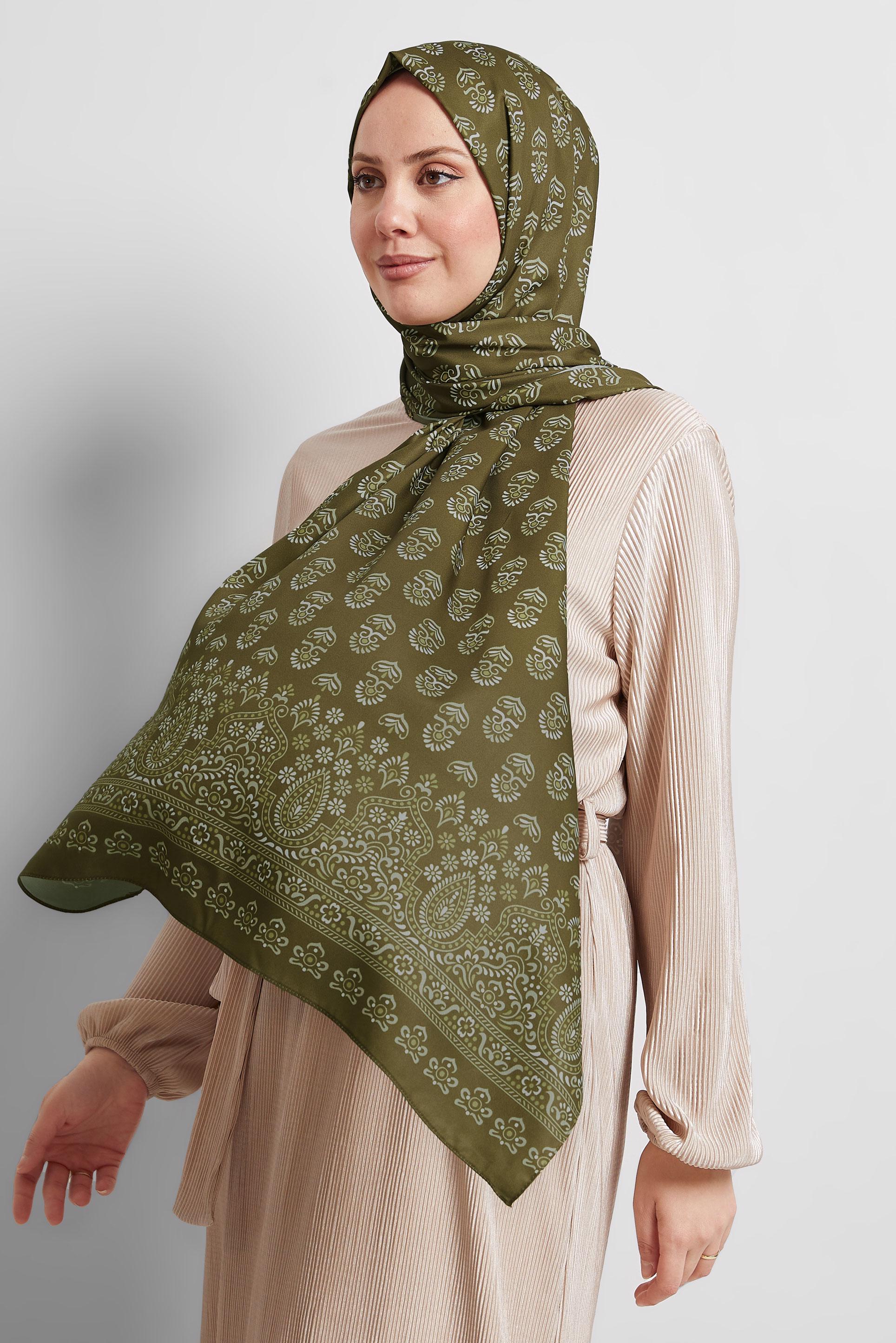 Tesettür giyim KAHVE ALVİNA DESENLİ ŞAL 8531