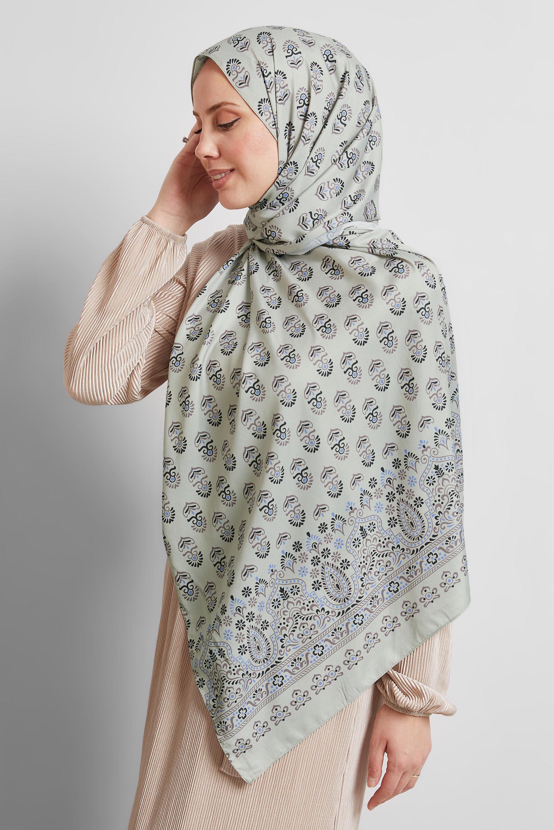 Tesettür giyim VİZON ALVİNA DESENLİ ŞAL 8531
