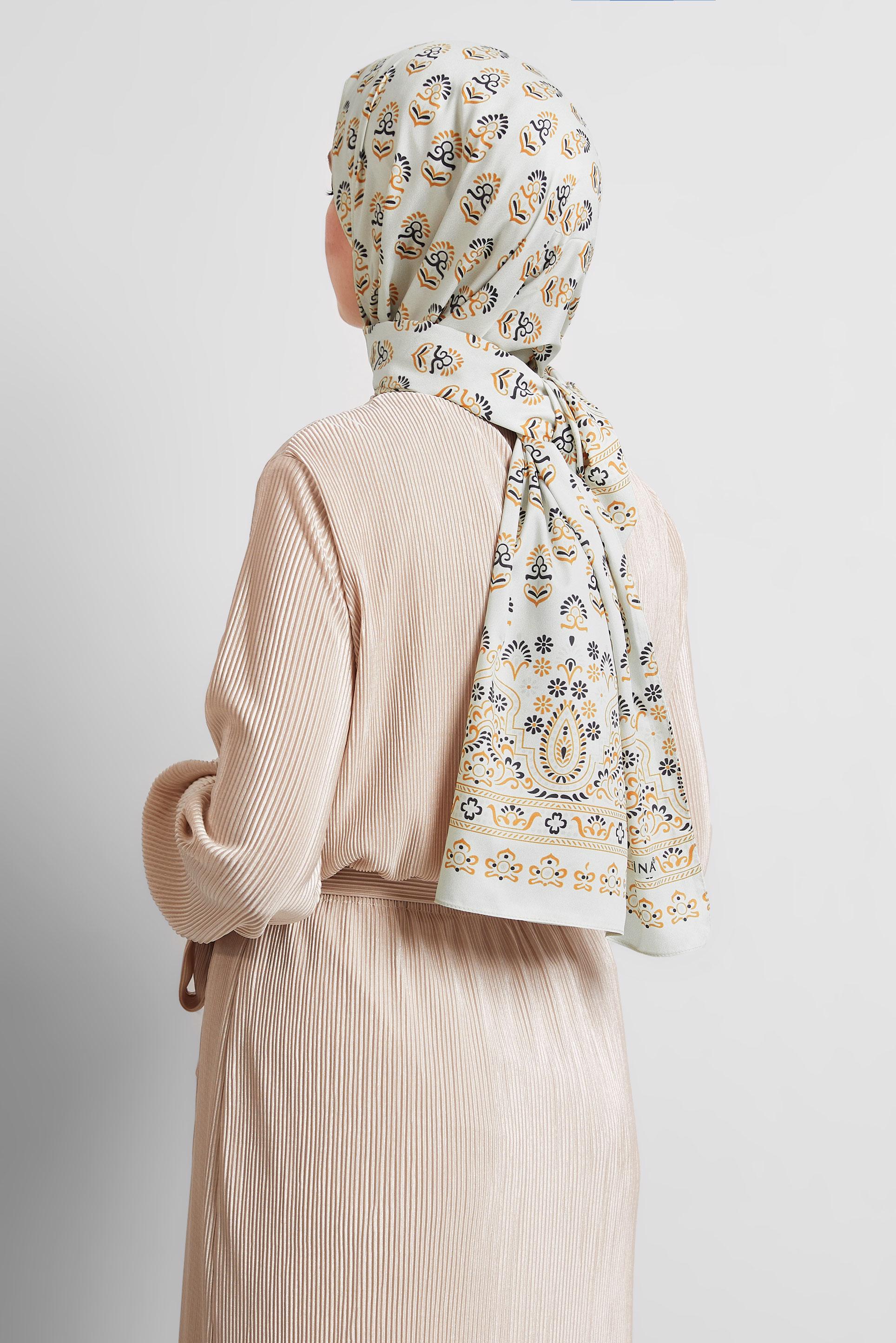 Tesettür giyim BEJ ALVİNA DESENLİ ŞAL 8531