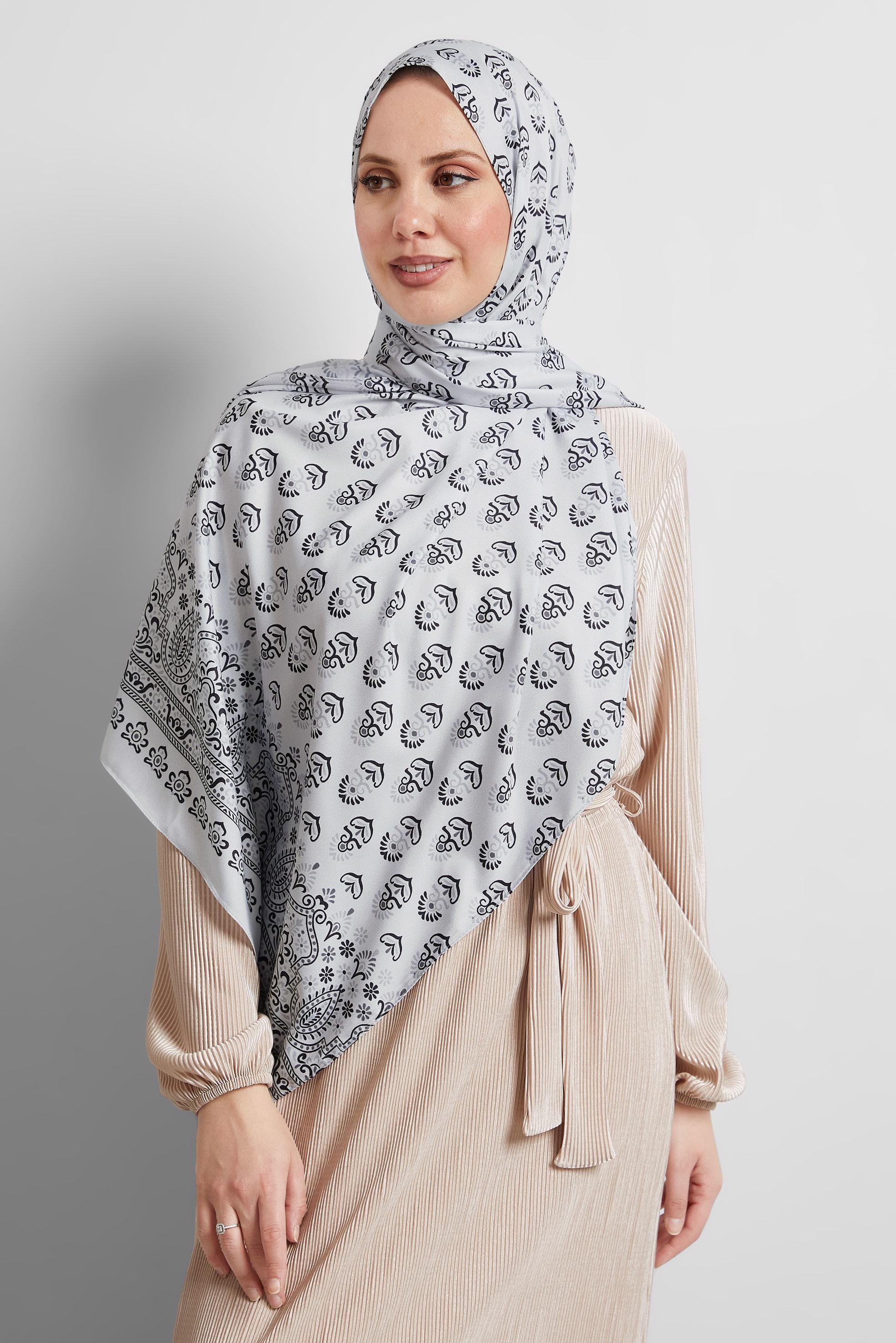Tesettür giyim GÜMÜŞ ALVİNA DESENLİ ŞAL 8531