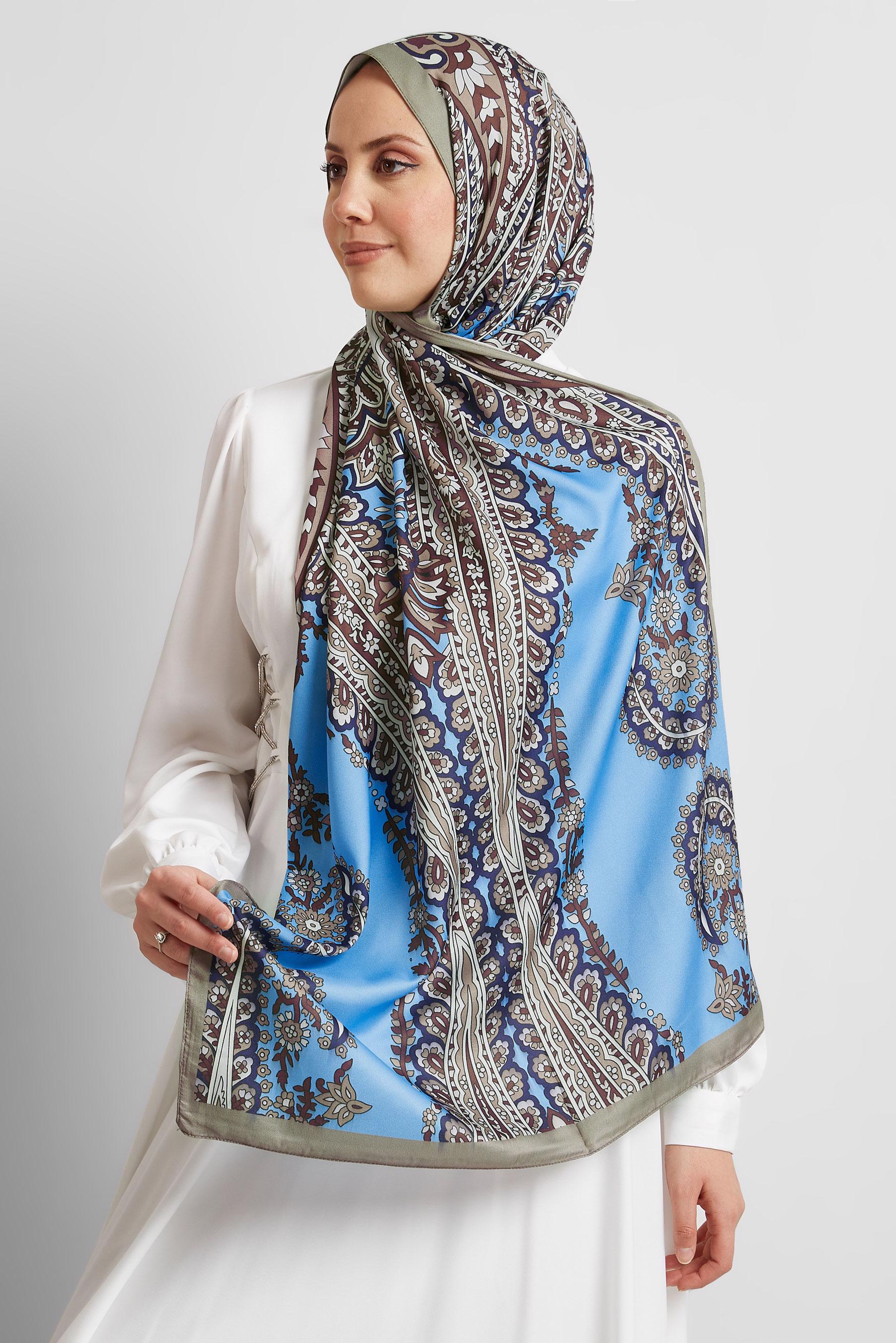Tesettür giyim VİZON ALVİNA DESENLİ ŞAL 8532