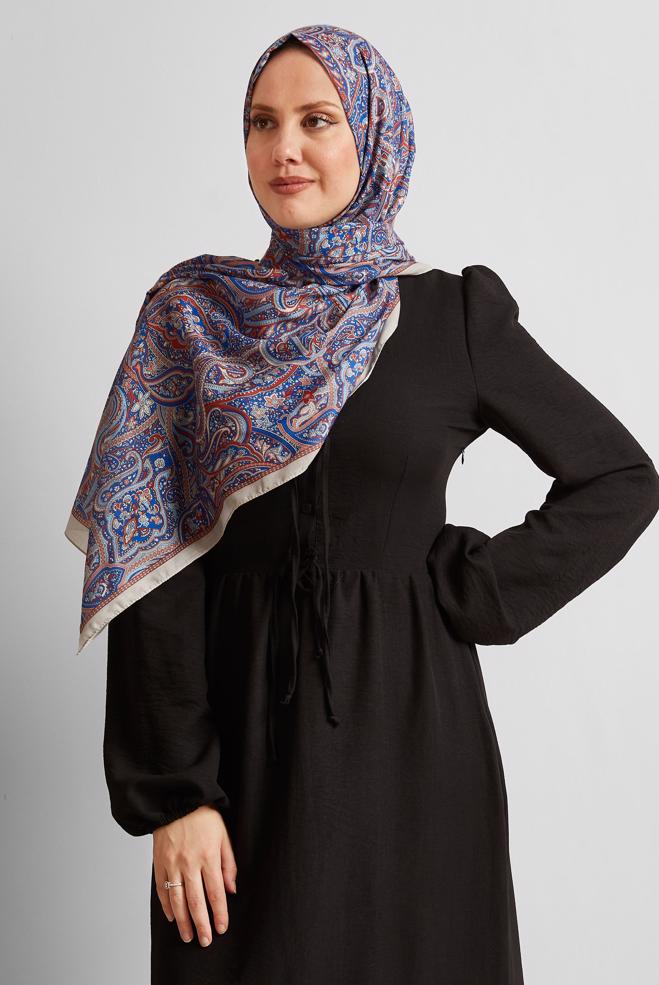 Tesettür giyim BEJ ALVİNA ETNİK DESEN ŞAL 8539 - ALVİNA