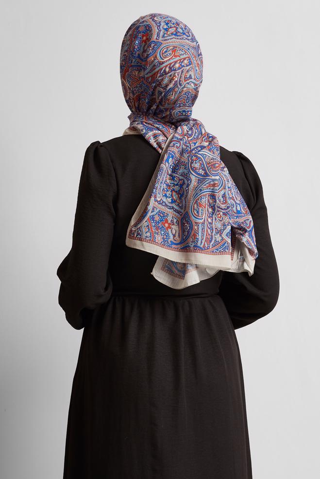 Tesettür giyim BEJ ALVİNA ETNİK DESEN ŞAL 8539 - ALVİNA