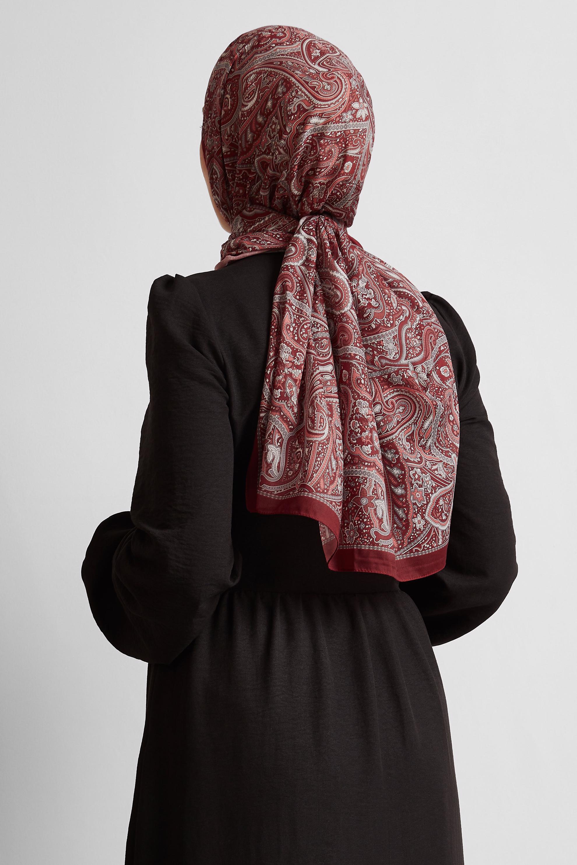 Tesettür giyim BORDO ALVİNA ETNİK DESEN ŞAL 8539