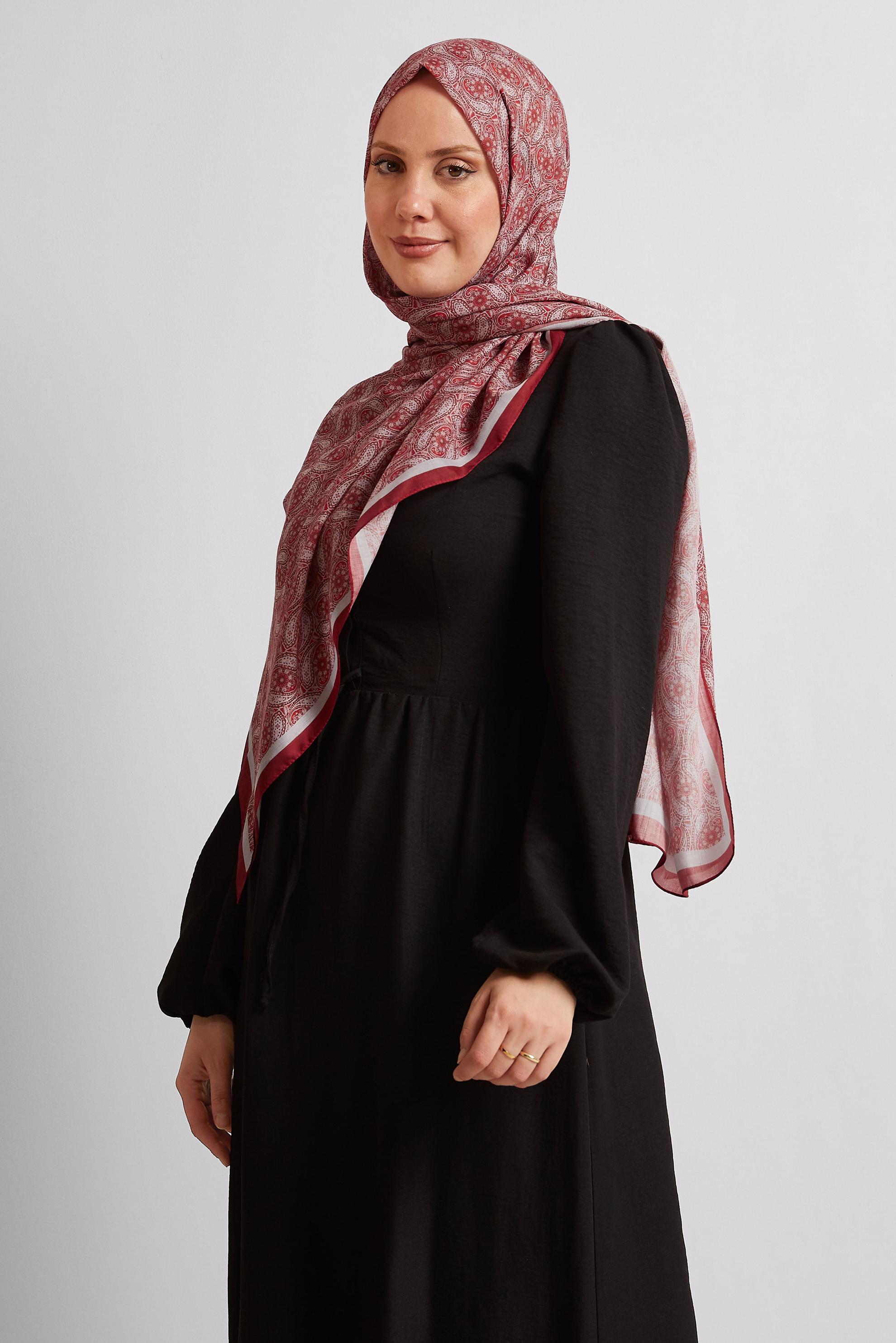 Tesettür giyim KIRMIZI ALVİNA DESENLİ ŞAL 8540