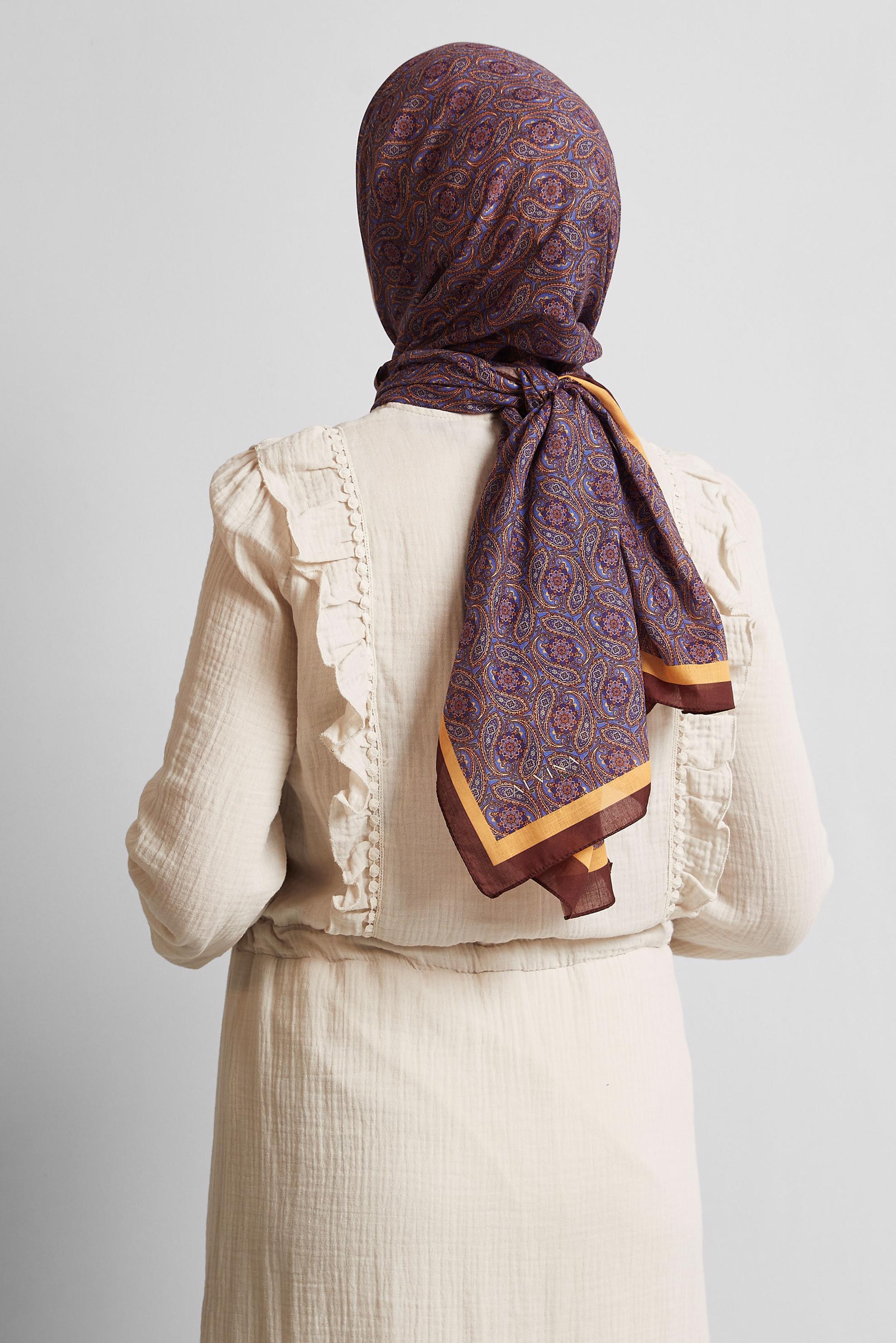 Tesettür giyim KAHVE ALVİNA DESENLİ ŞAL 8540