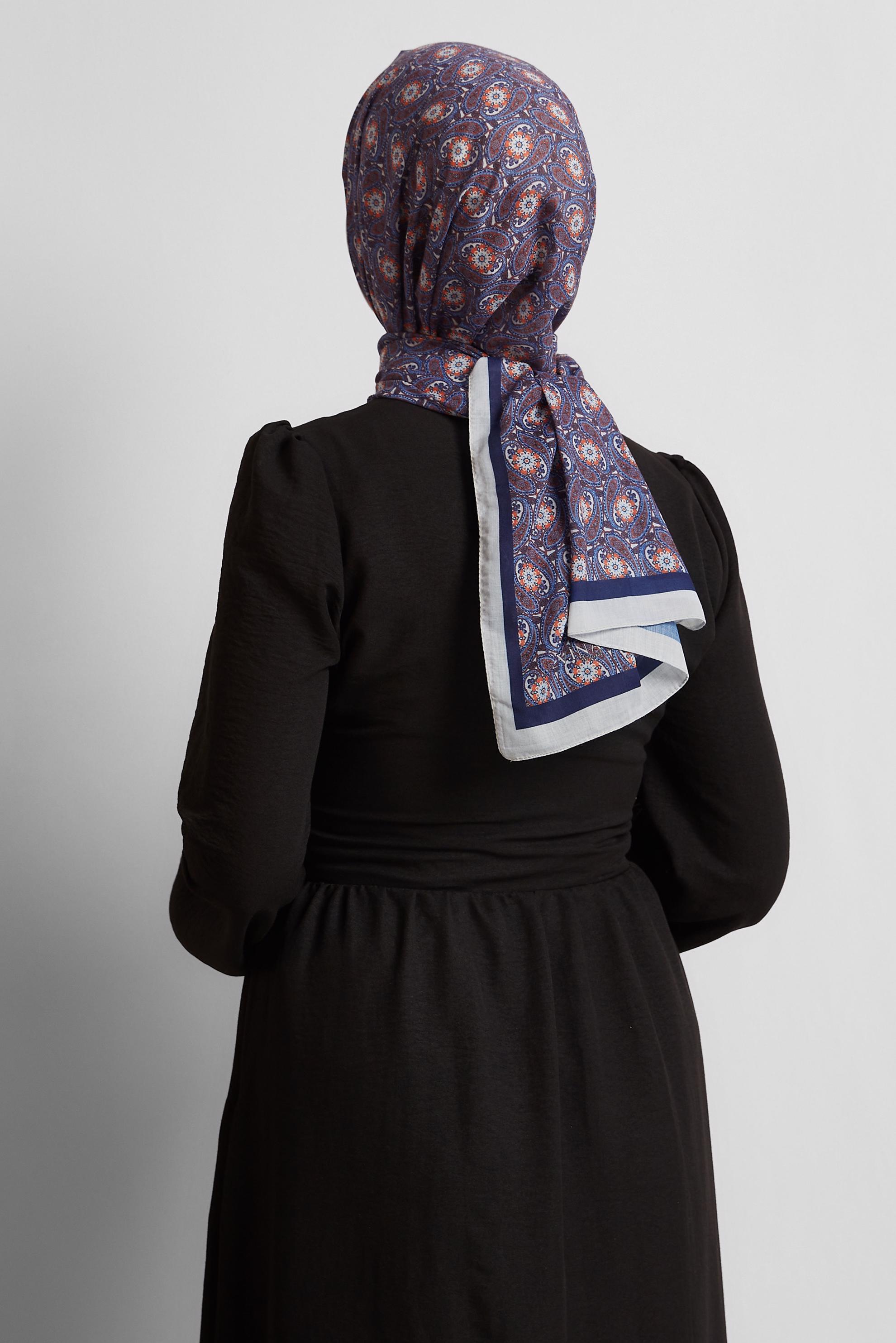 Tesettür giyim LACİVERT ALVİNA DESENLİ ŞAL 8540