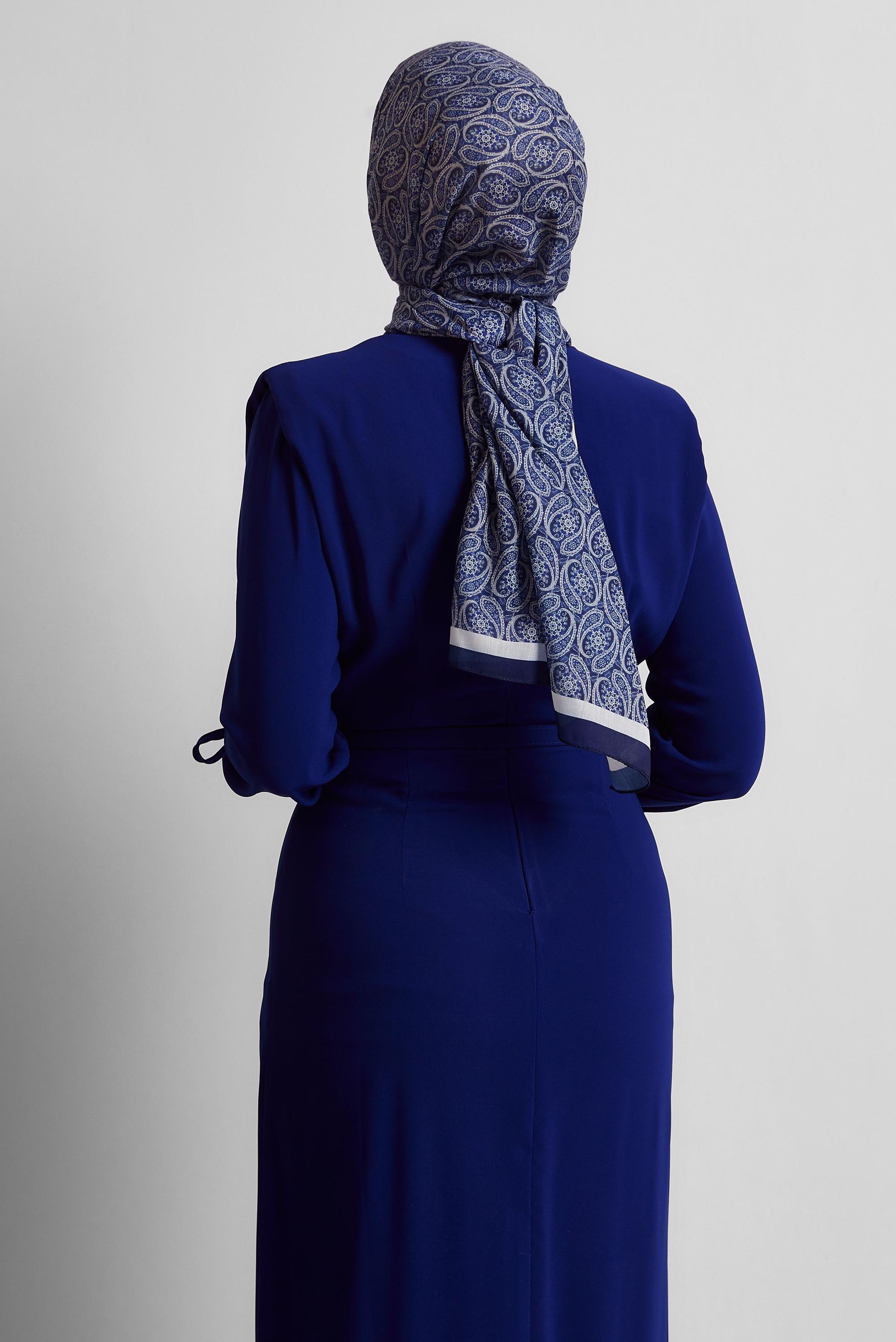 Tesettür giyim LACİVERT ALVİNA DESENLİ ŞAL 8540