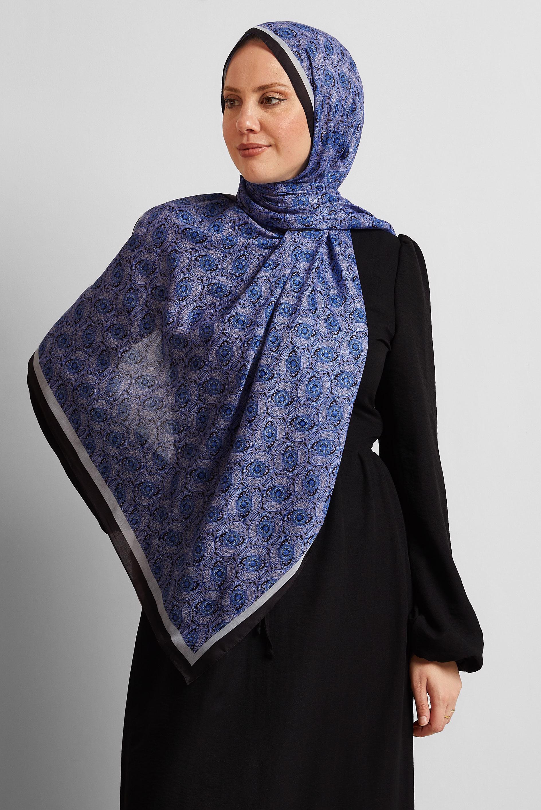 Tesettür giyim LACİVERT ALVİNA DESENLİ ŞAL 8540