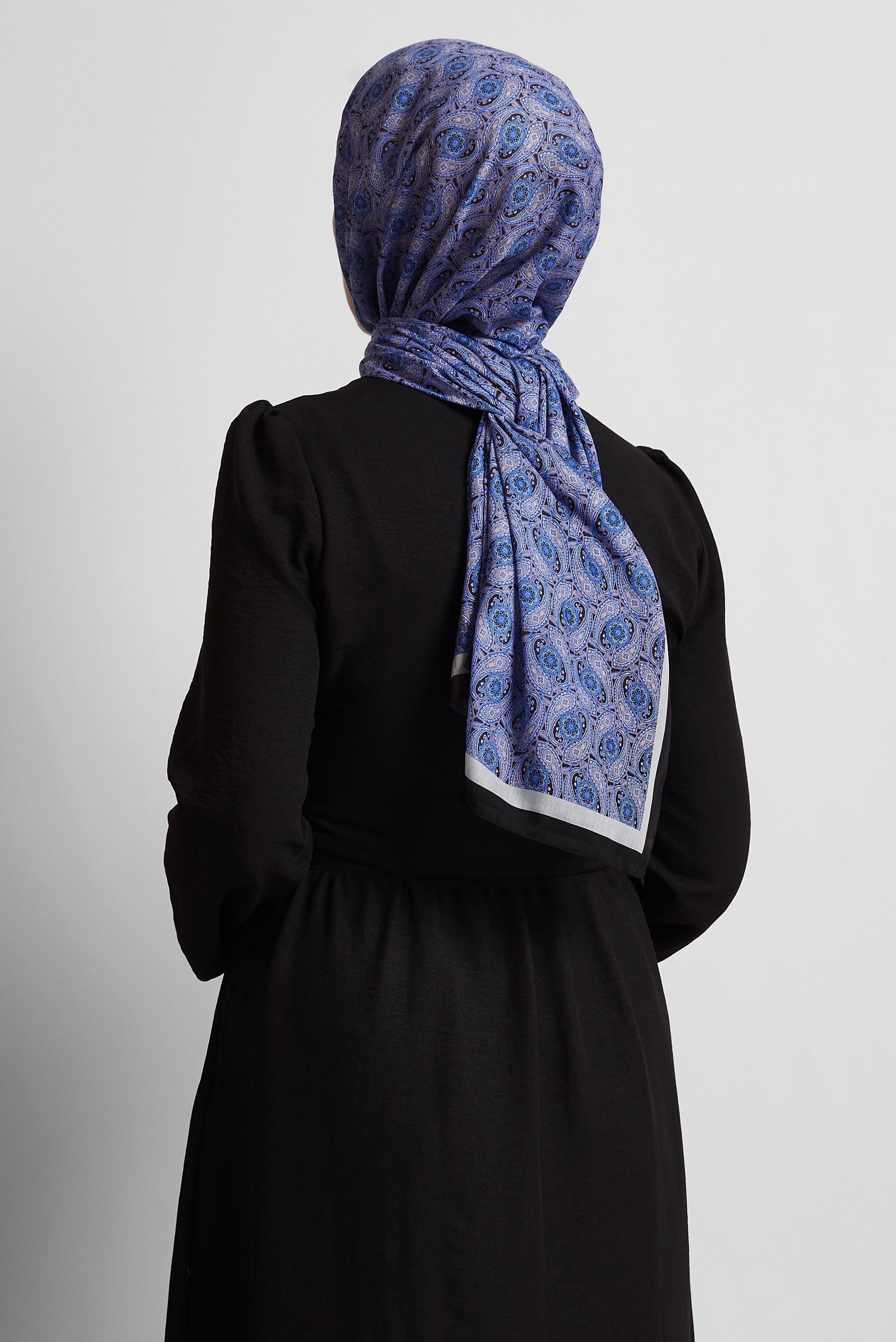 Tesettür giyim LACİVERT ALVİNA DESENLİ ŞAL 8540