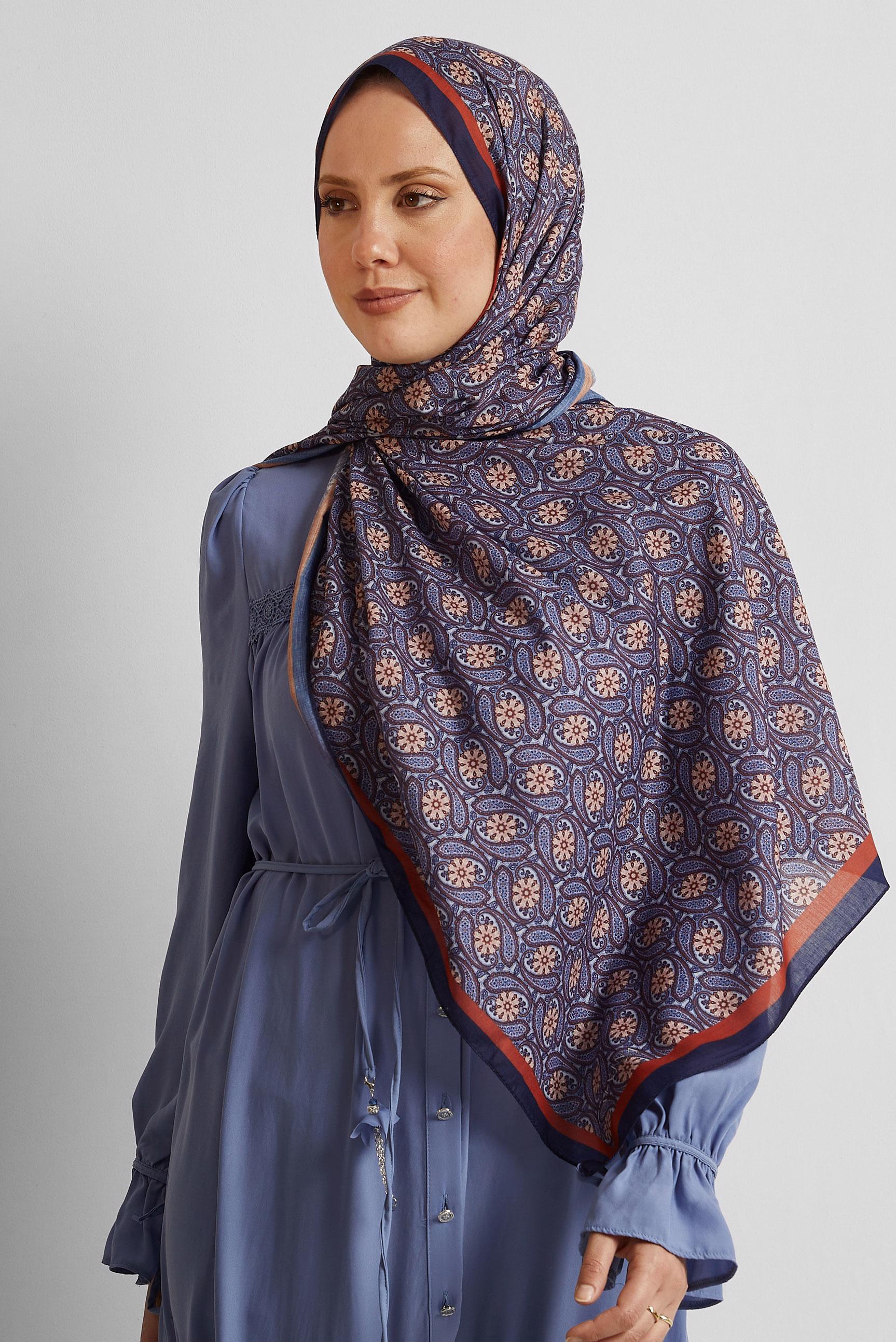 Tesettür giyim LACİVERT ALVİNA DESENLİ ŞAL 8540