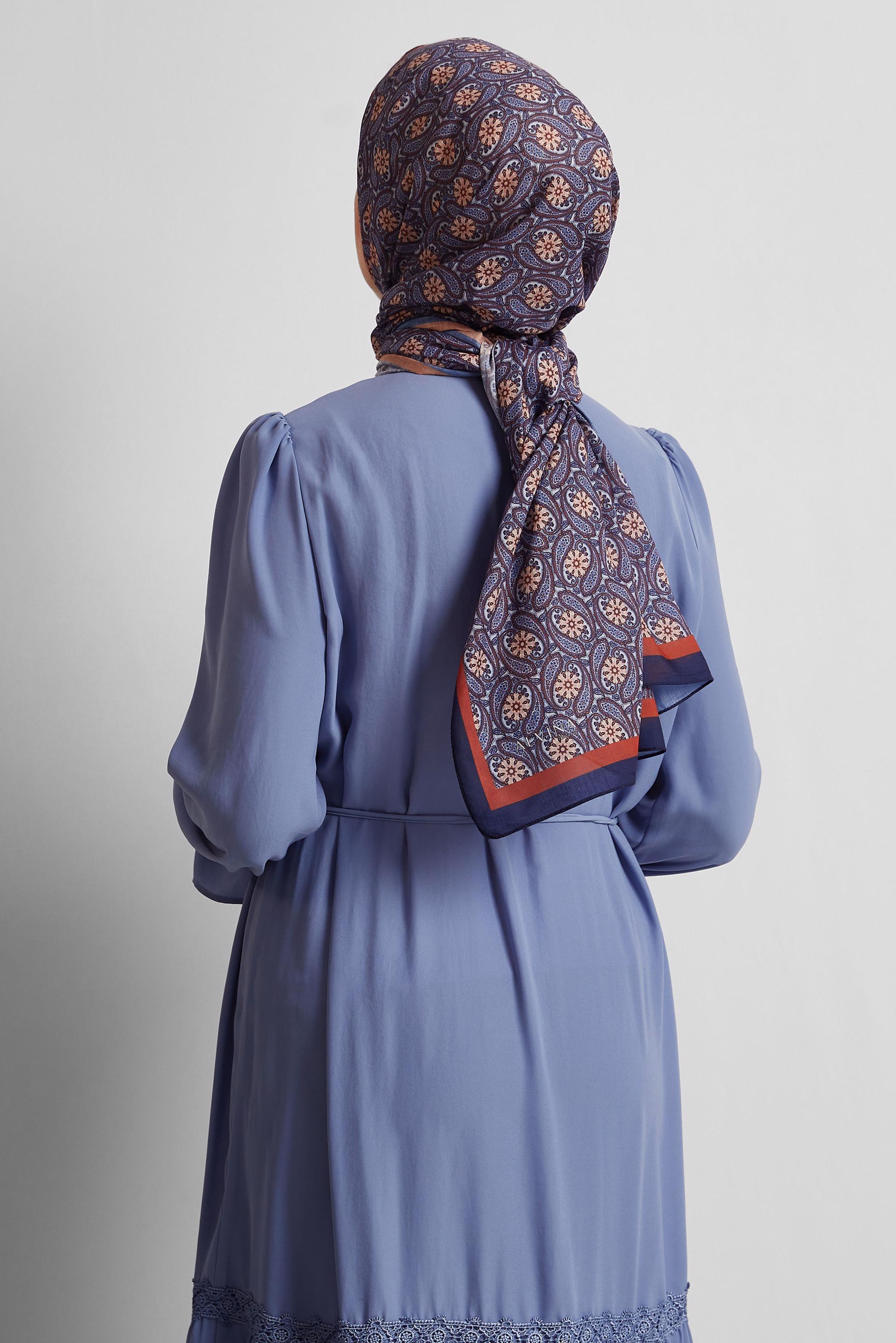 Tesettür giyim LACİVERT ALVİNA DESENLİ ŞAL 8540