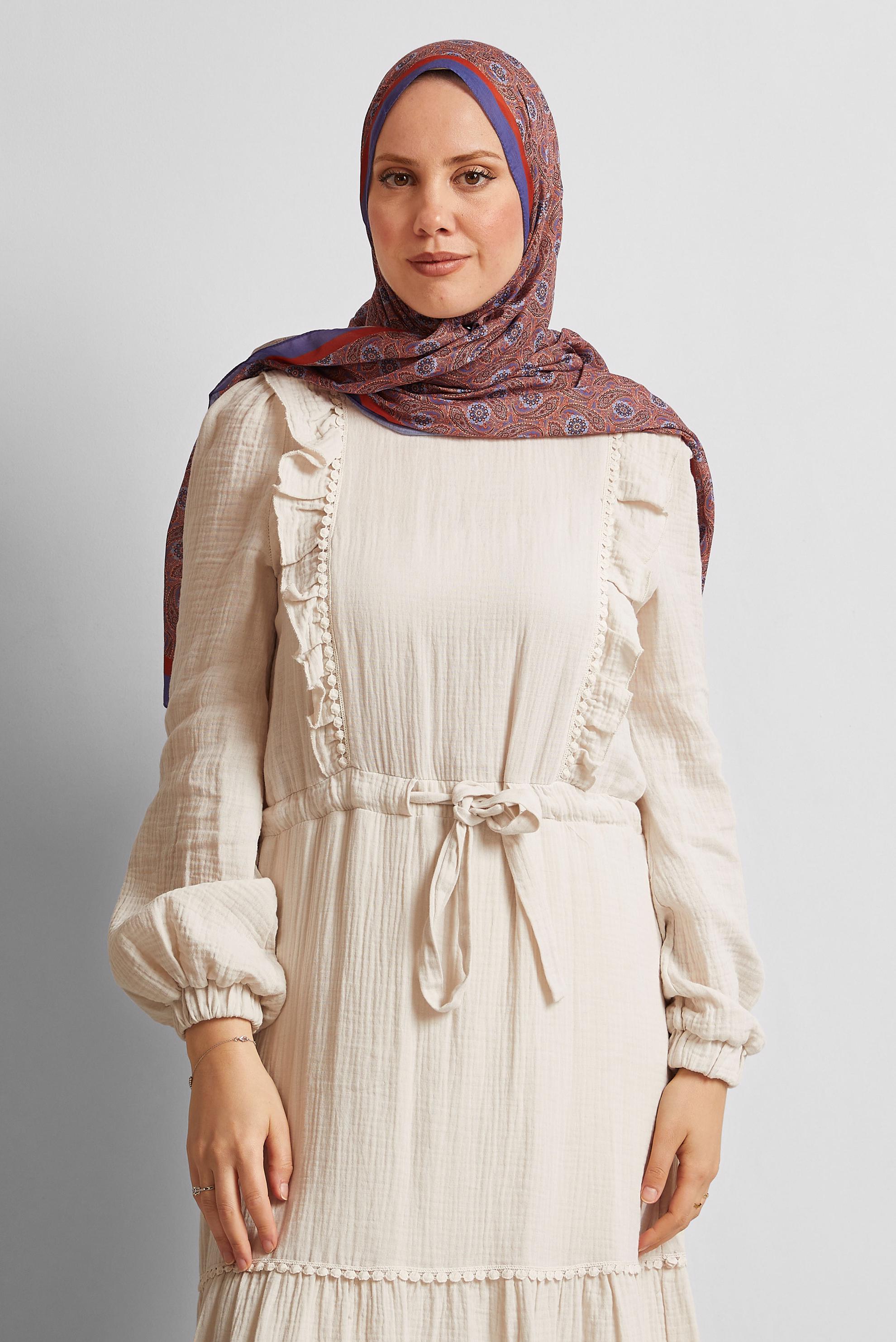 Tesettür giyim MAVİ ALVİNA DESENLİ ŞAL 8540