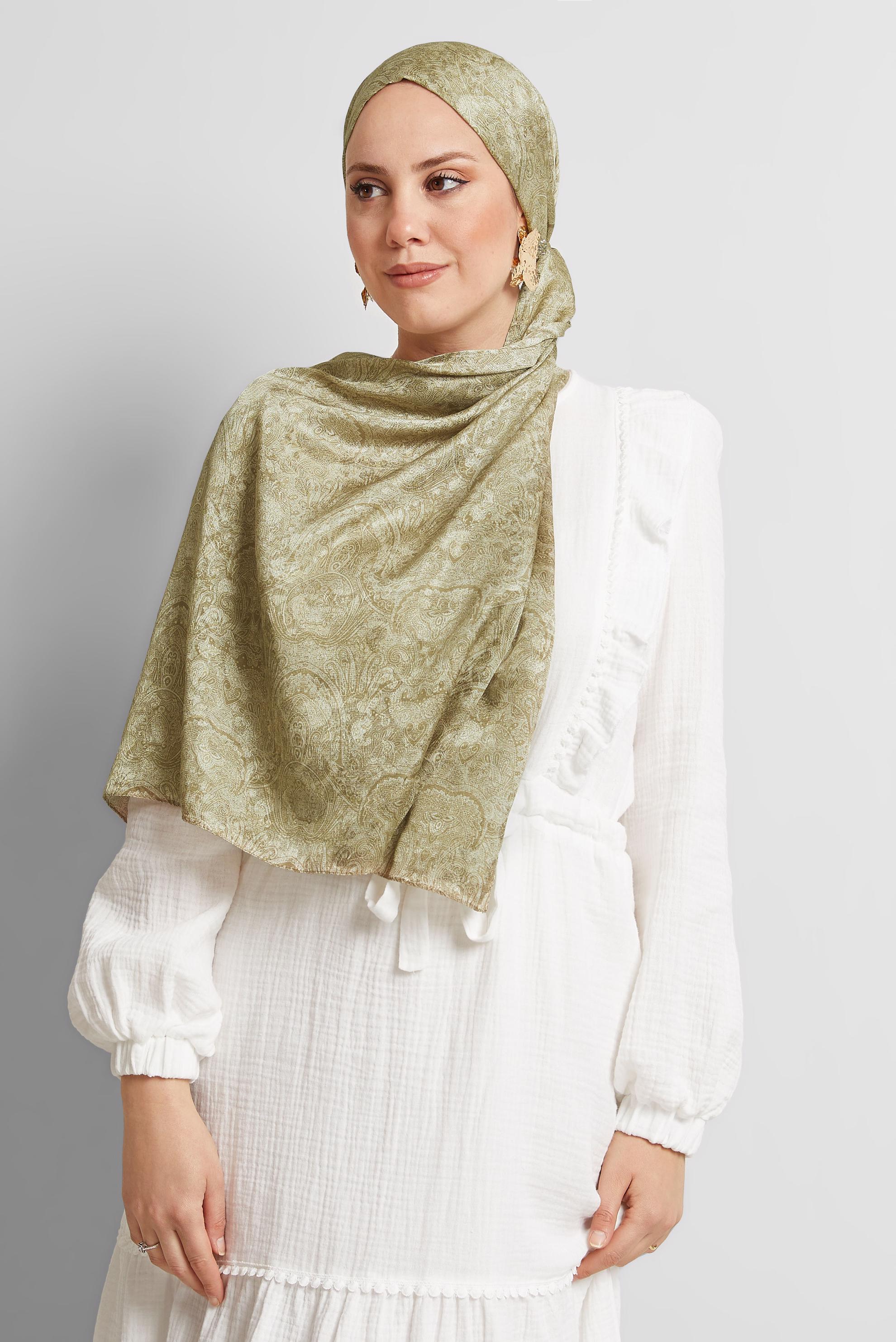 Tesettür giyim ALTIN ALVİNA DESENLİ ŞAL 8541