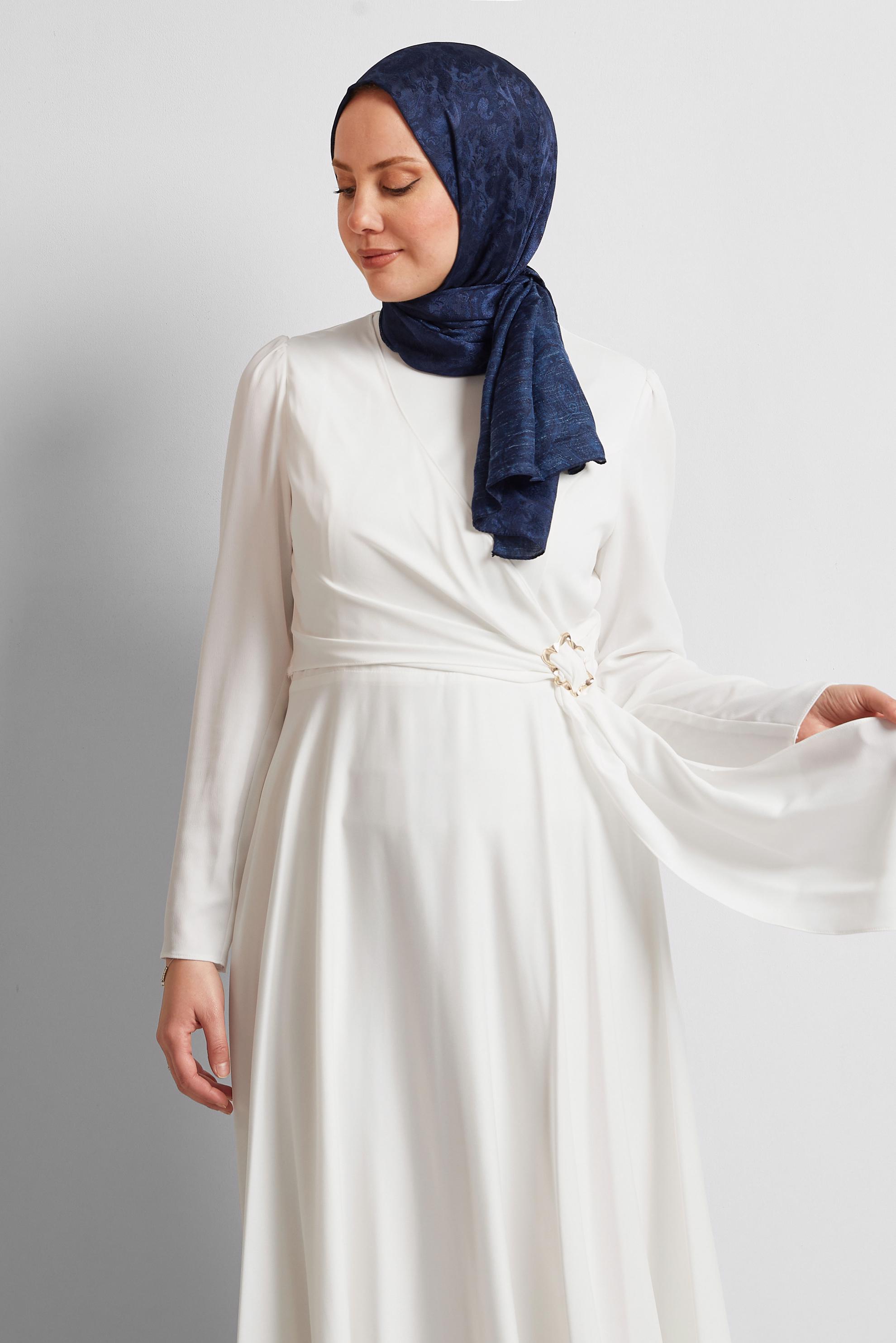 Tesettür giyim LACİVERT ALVİNA DESENLİ ŞAL 8541