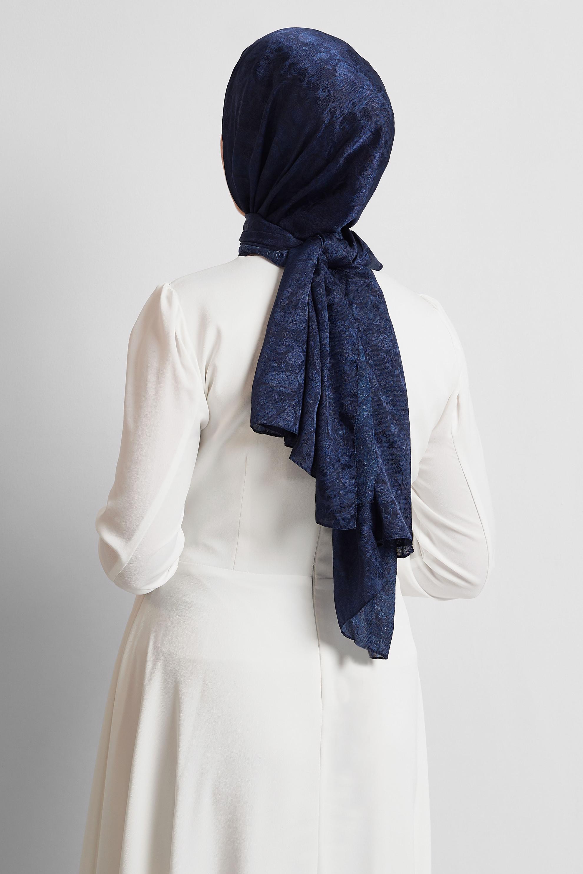 Tesettür giyim LACİVERT ALVİNA DESENLİ ŞAL 8541