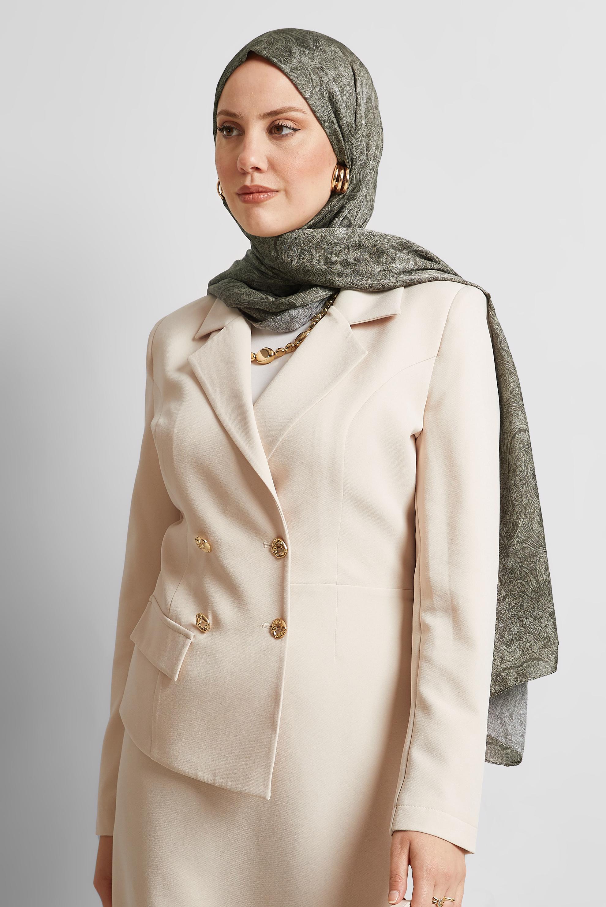 Tesettür giyim GRİ ALVİNA DESENLİ ŞAL 8541