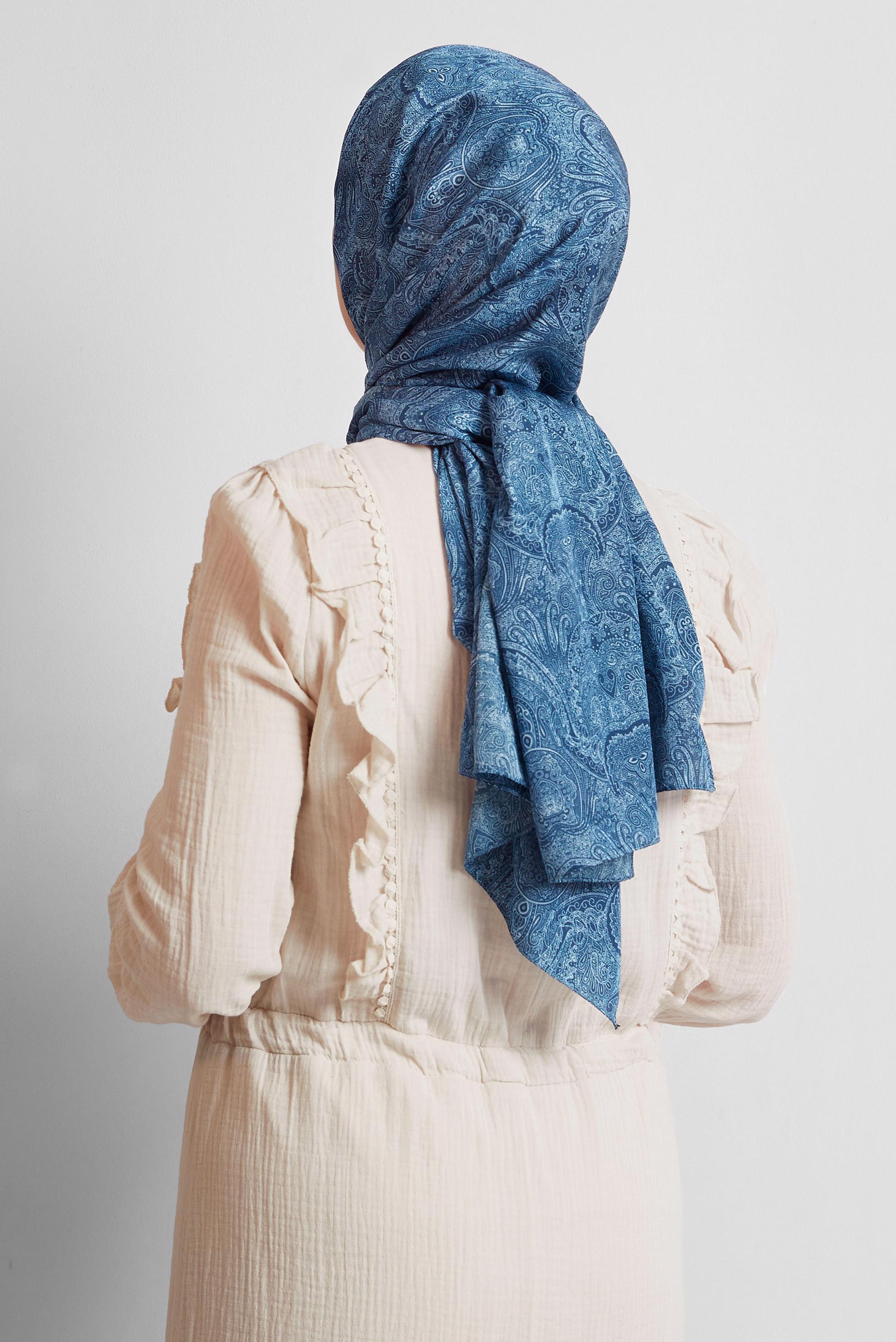 Tesettür giyim LACİVERT ALVİNA DESENLİ ŞAL 8541