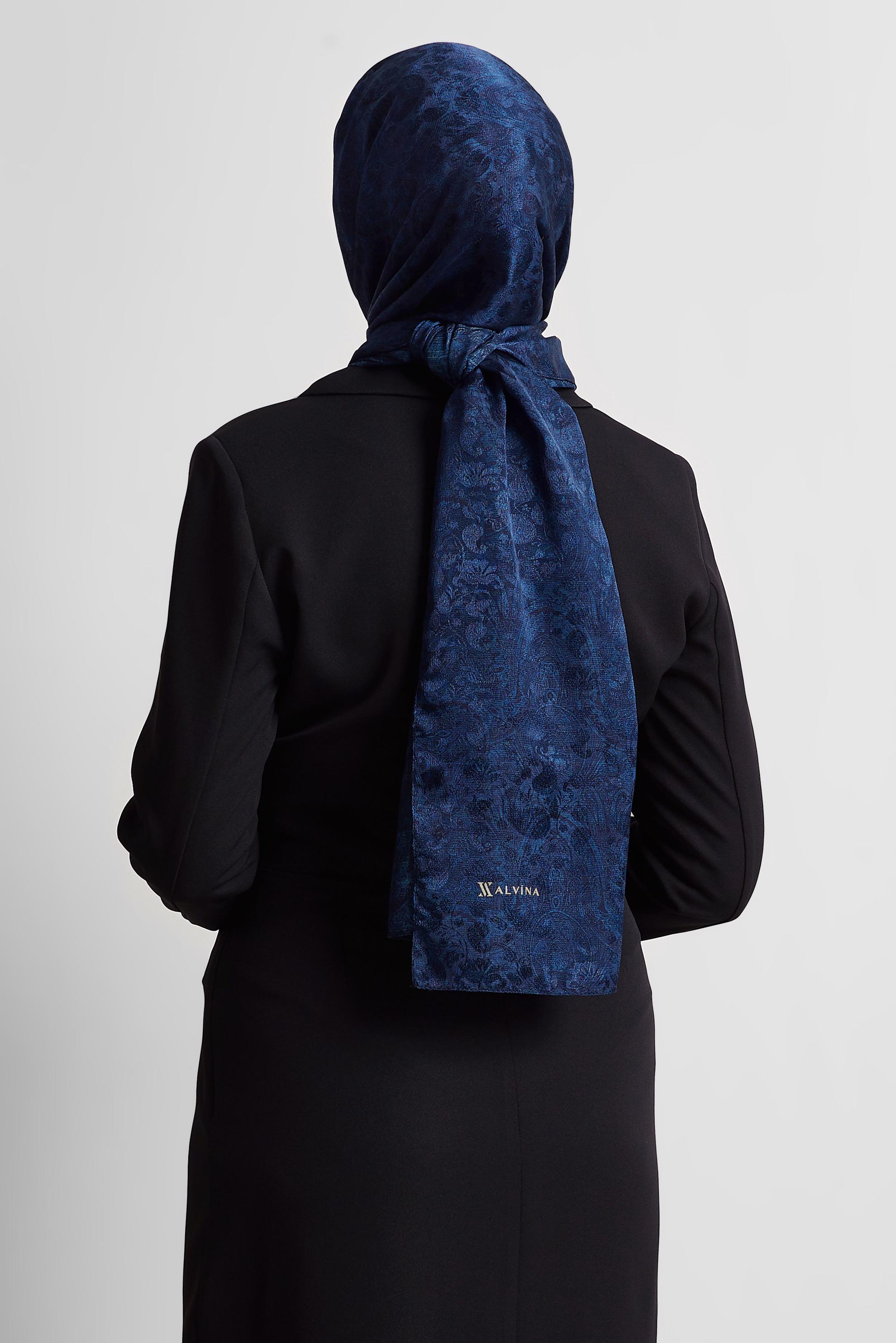 Tesettür giyim LACİVERT ALVİNA DESENLİ ŞAL 8541