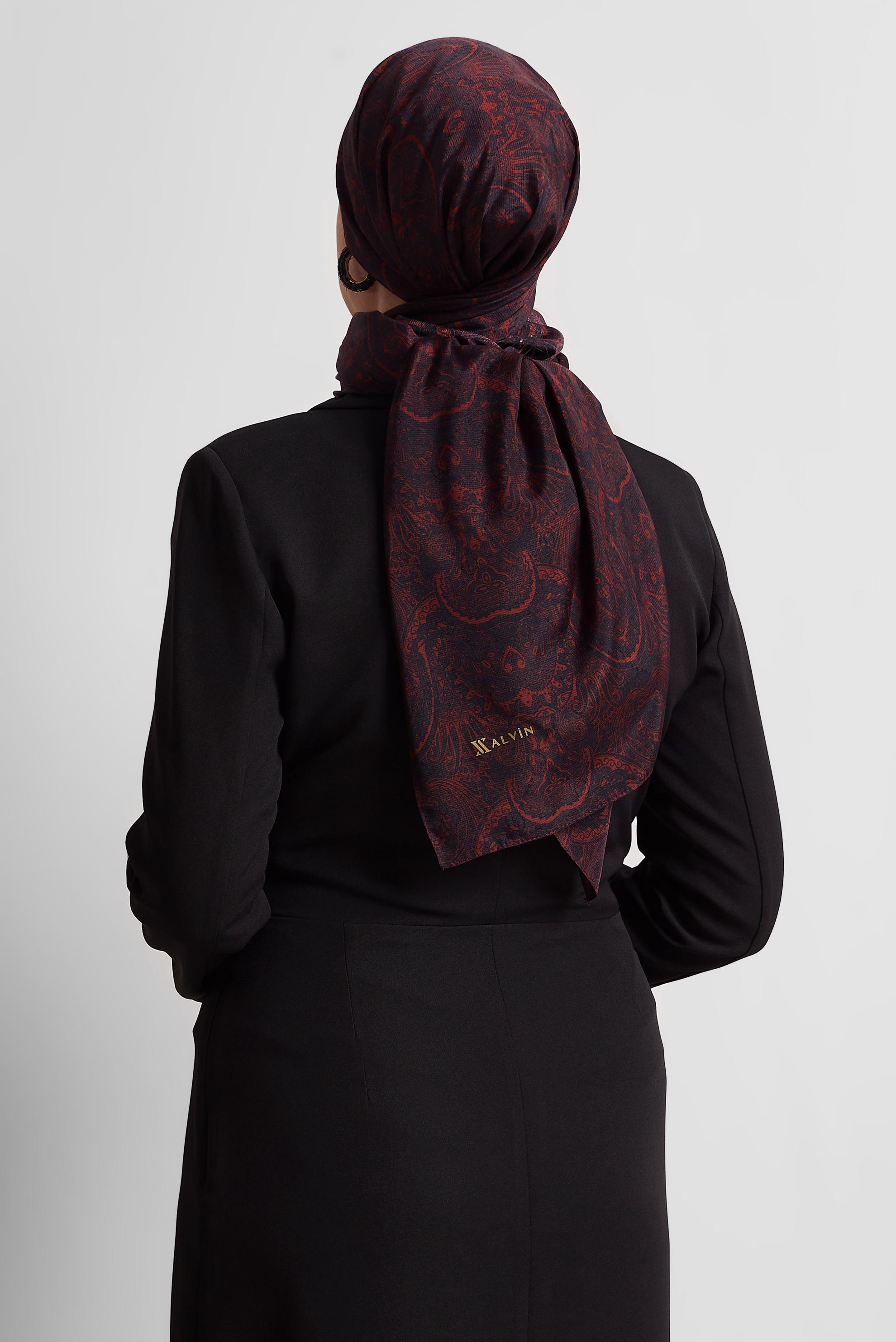 Tesettür giyim LACİVERT ALVİNA DESENLİ ŞAL 8541