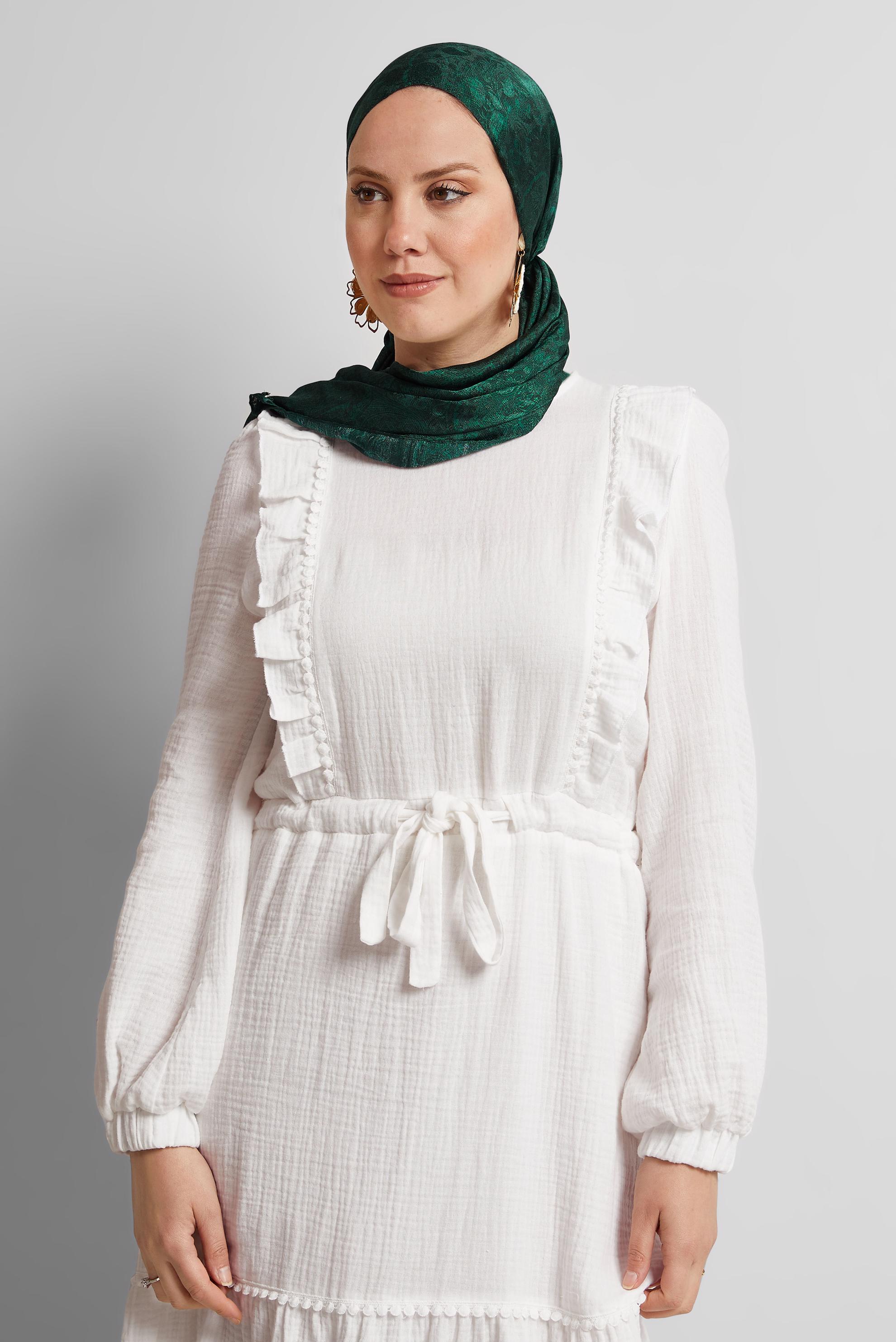 Tesettür giyim YEŞİL ALVİNA DESENLİ ŞAL 8541