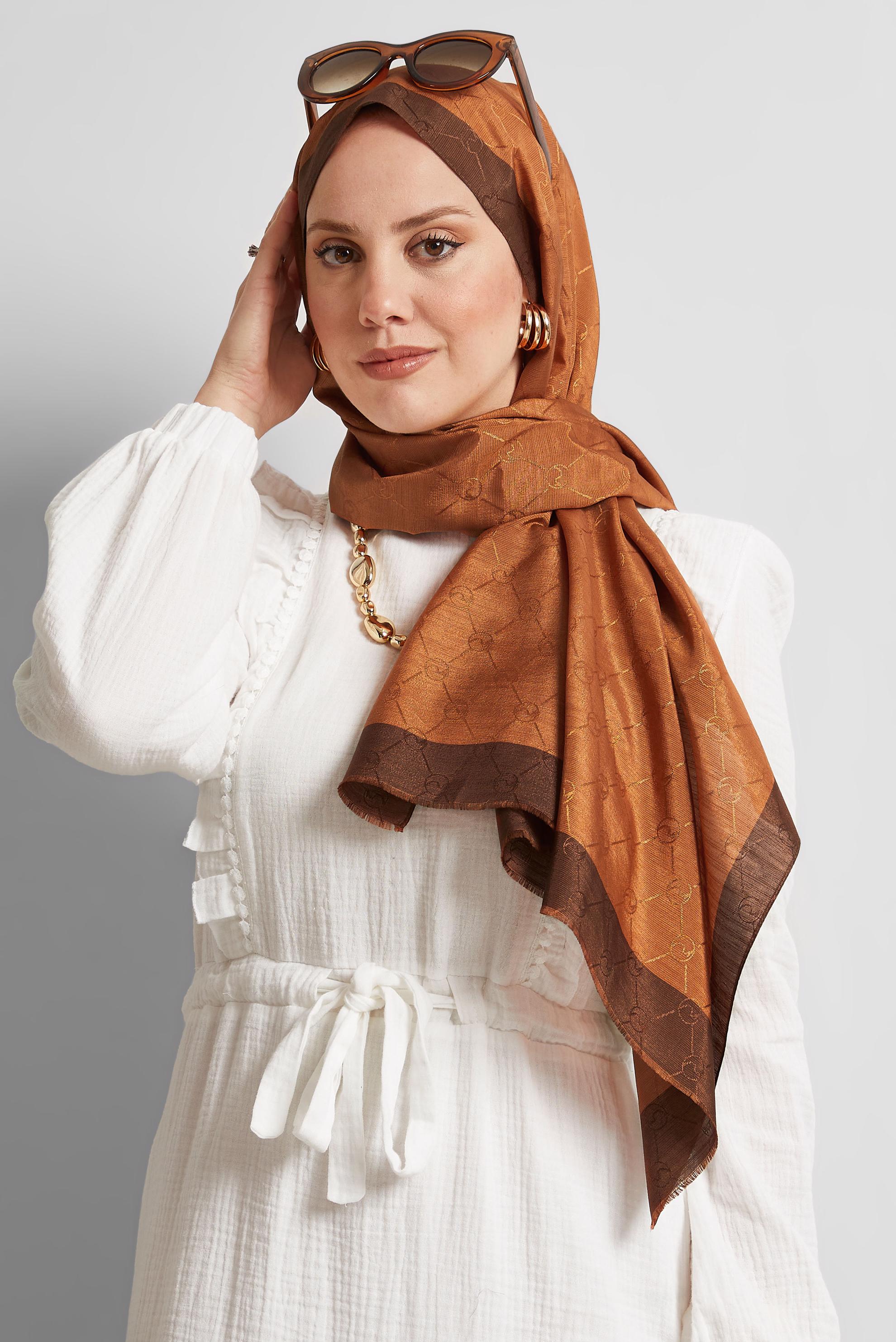Vêtements hijab ORANGE CHÂLE JACQUARD ALVINA 8542