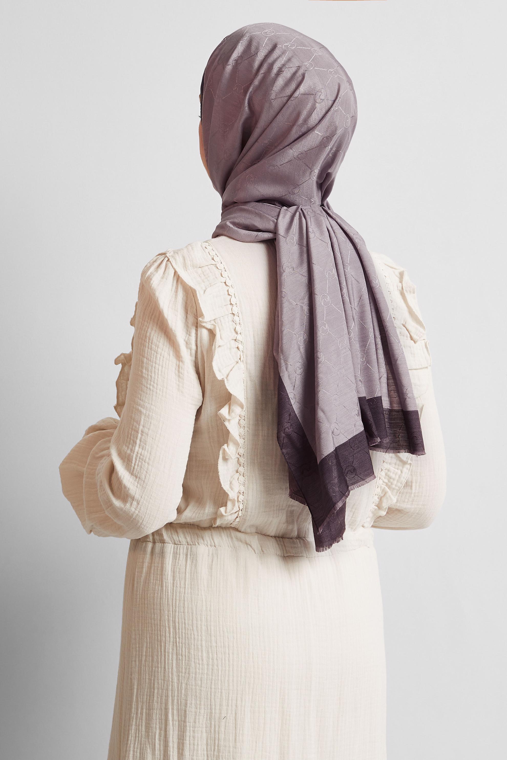 Tesettür giyim MOR ALVİNA JAKARLI MONOGRAM ŞAL 8542