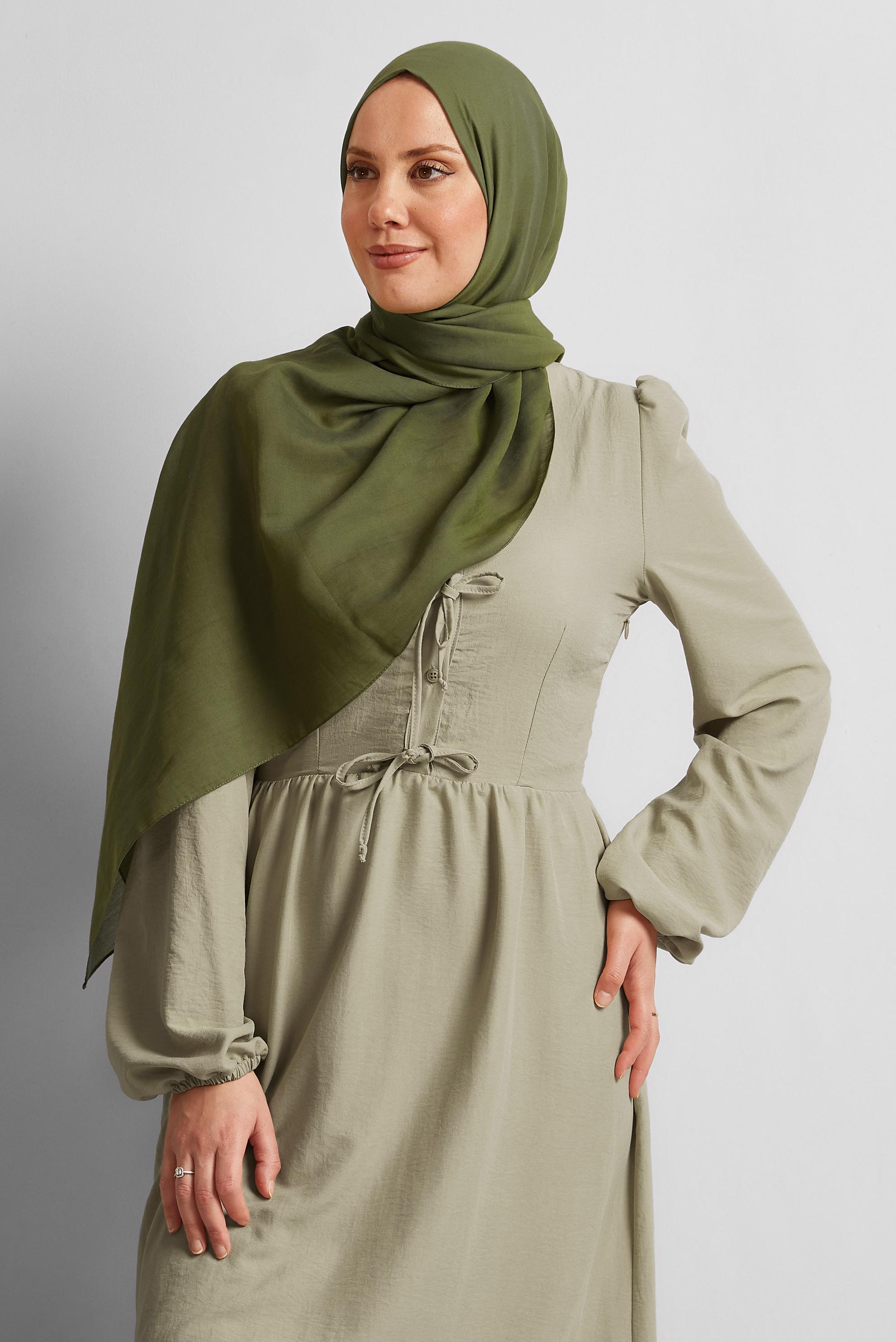 Tesettür giyim YEŞİL ALVİNA PAMUK ŞAL 8544