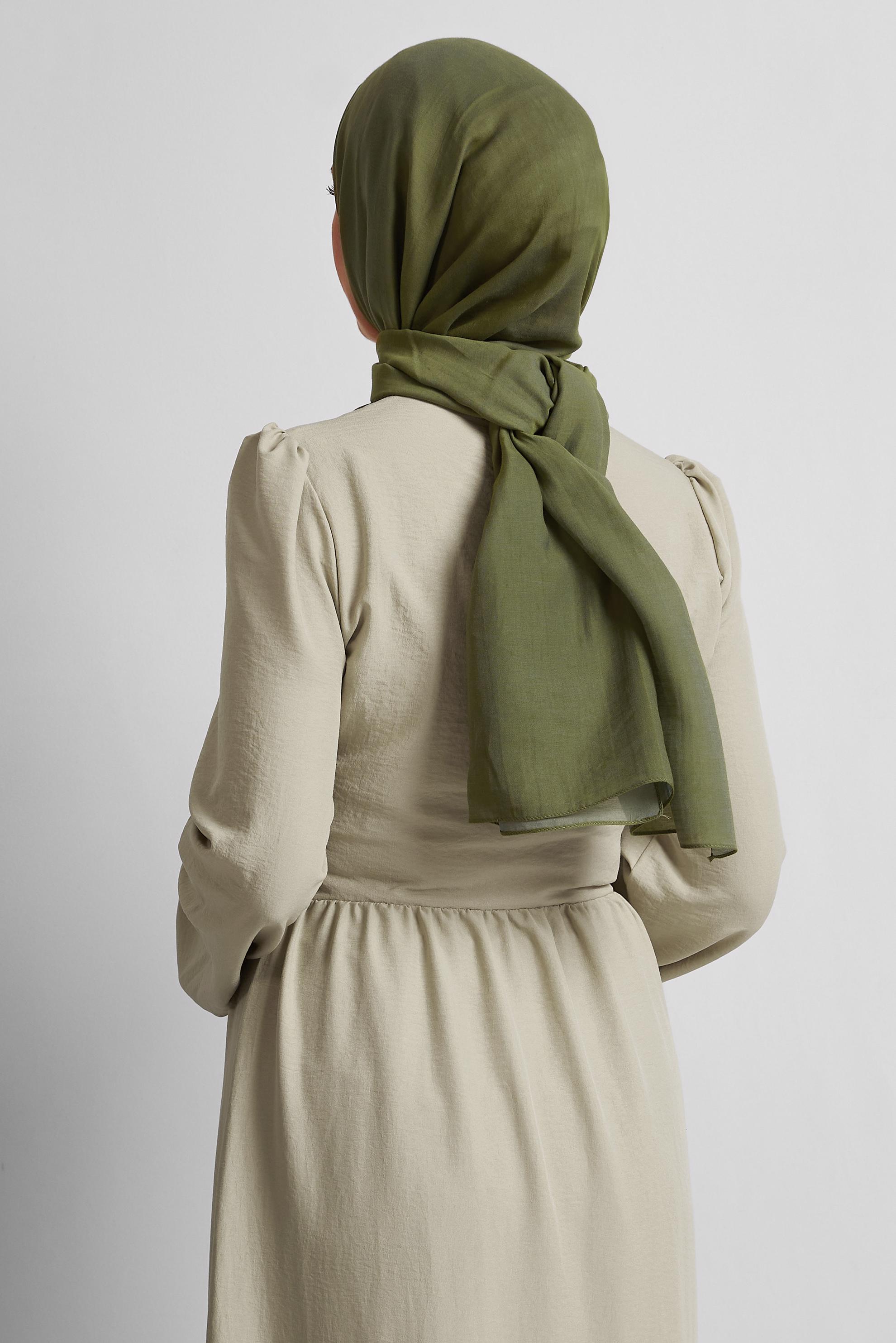 Tesettür giyim YEŞİL ALVİNA PAMUK ŞAL 8544