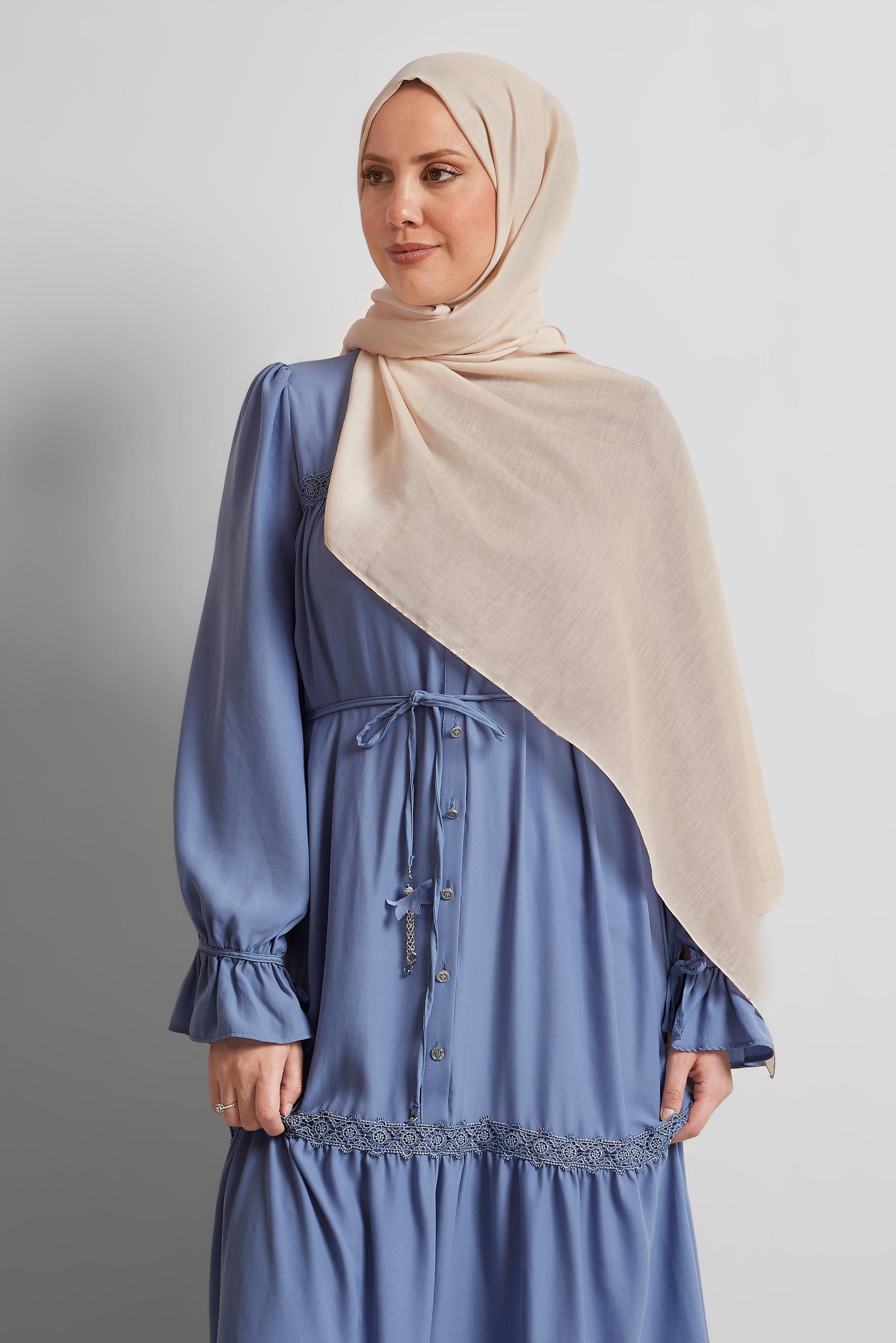 Tesettür giyim BEJ ALVİNA PAMUK ŞAL 8544