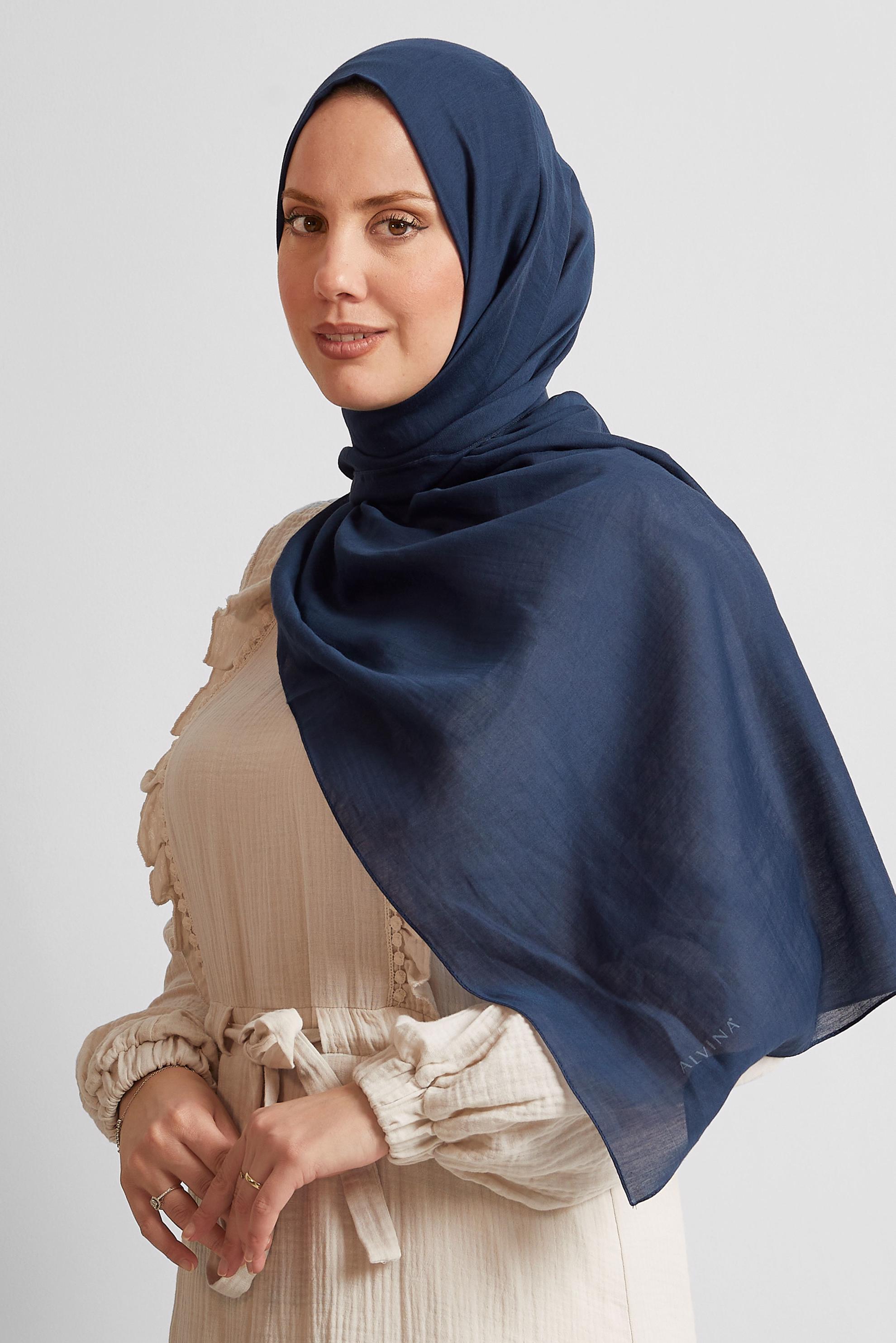 Tesettür giyim LACİVERT ALVİNA PAMUK ŞAL 8544