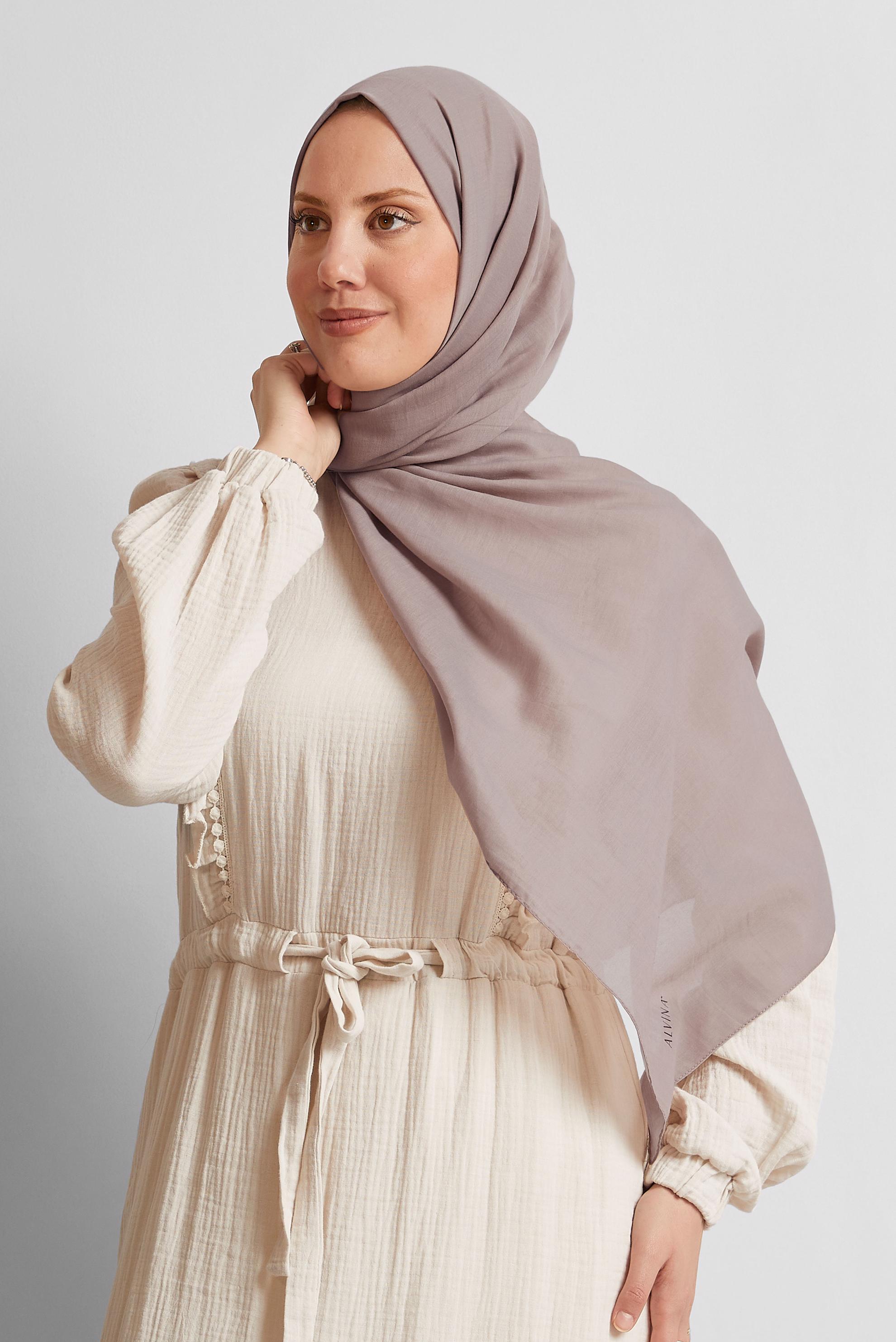 Tesettür giyim VİZON ALVİNA PAMUK ŞAL 8544