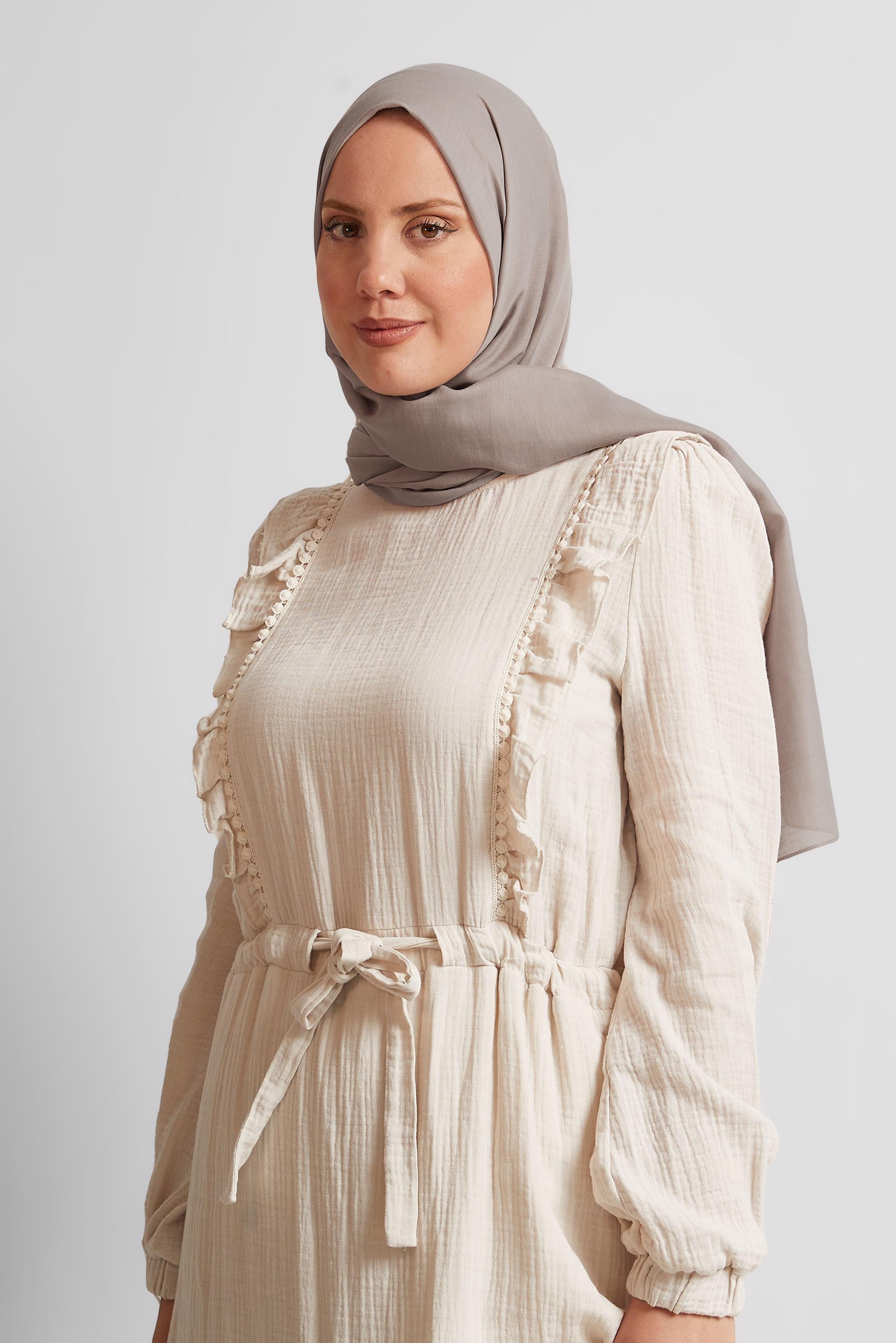 Tesettür giyim BEJ ALVİNA PAMUK ŞAL 8544