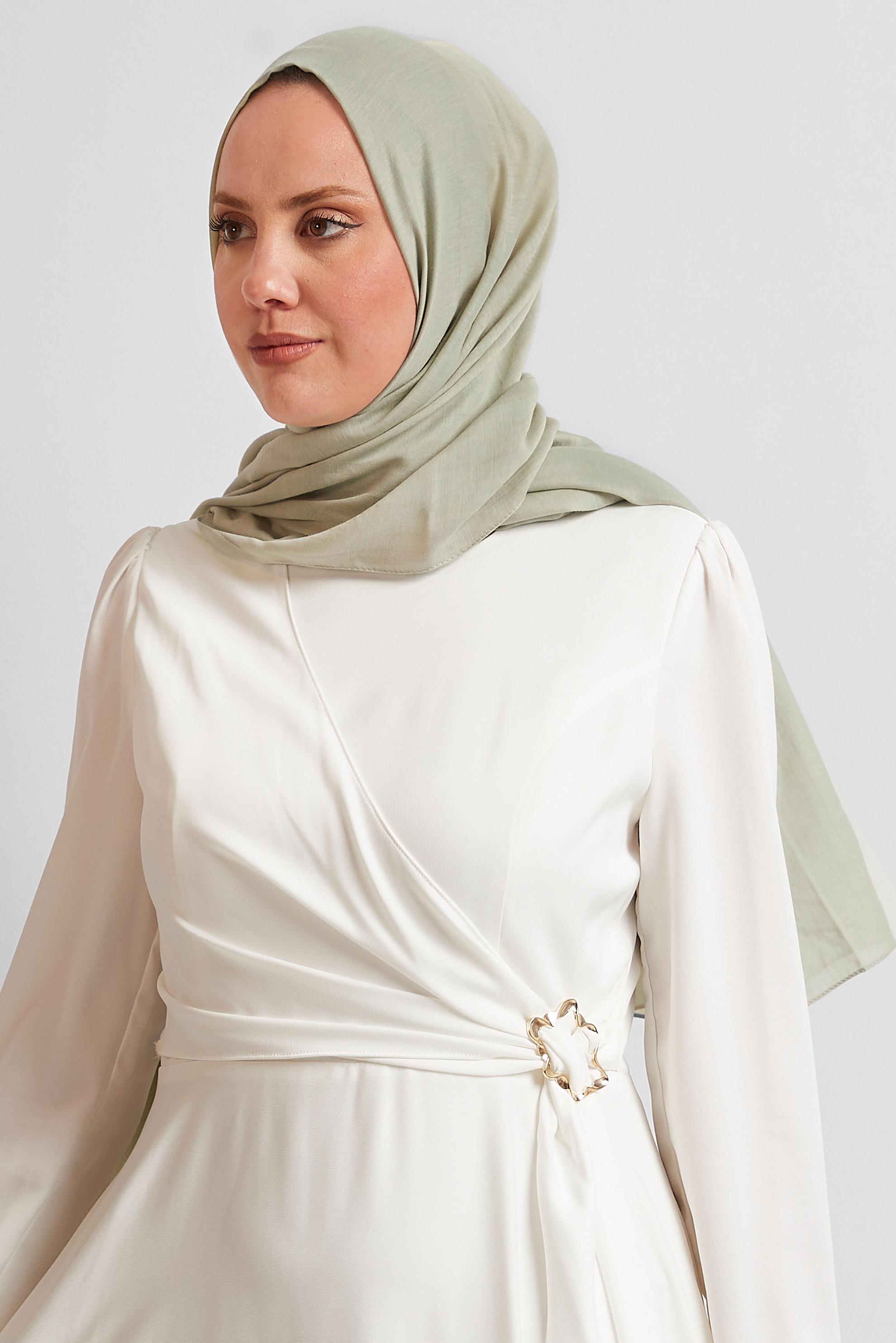 Tesettür giyim YEŞİL ALVİNA PAMUK ŞAL 8544