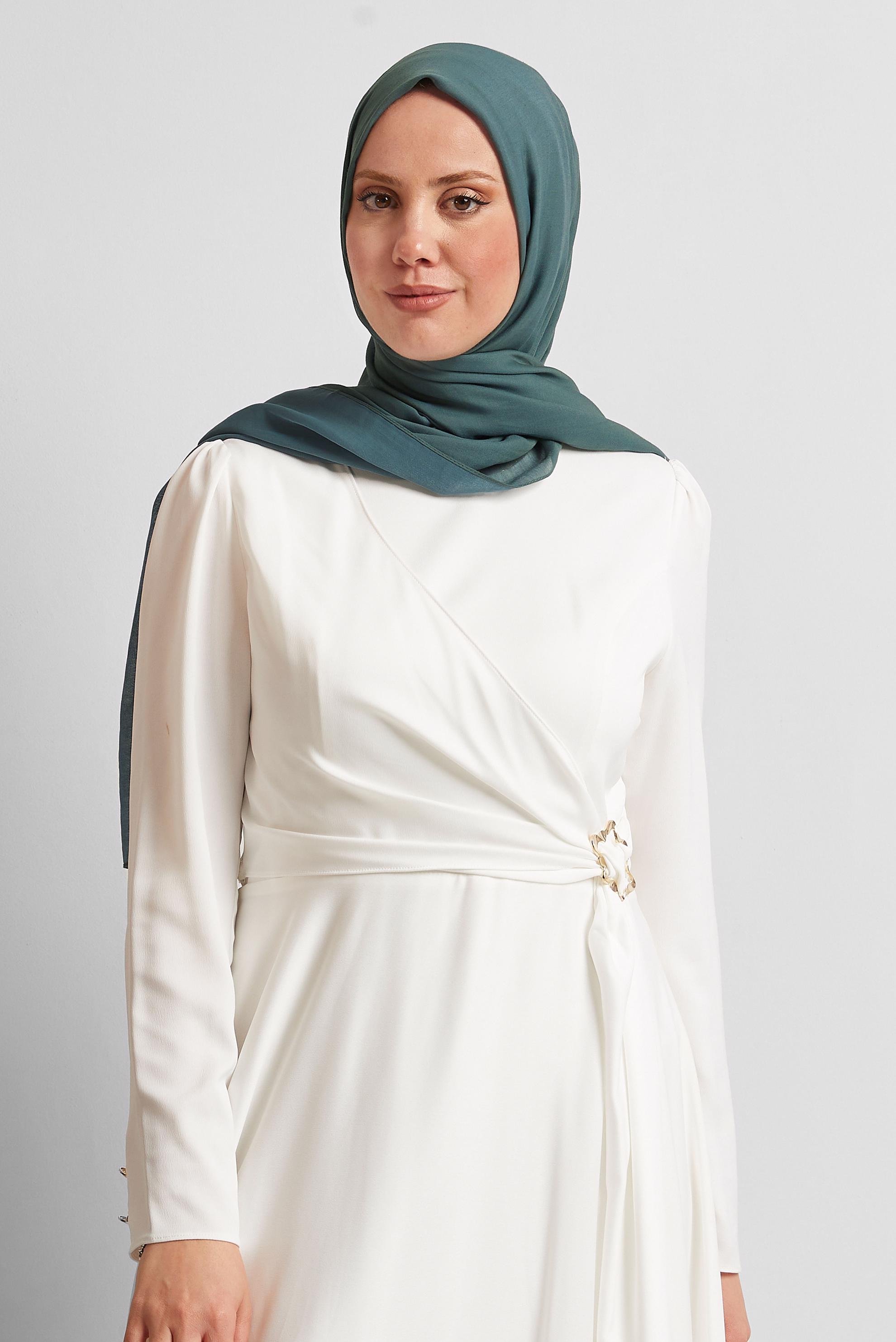 Tesettür giyim YEŞİL ALVİNA PAMUK ŞAL 8544