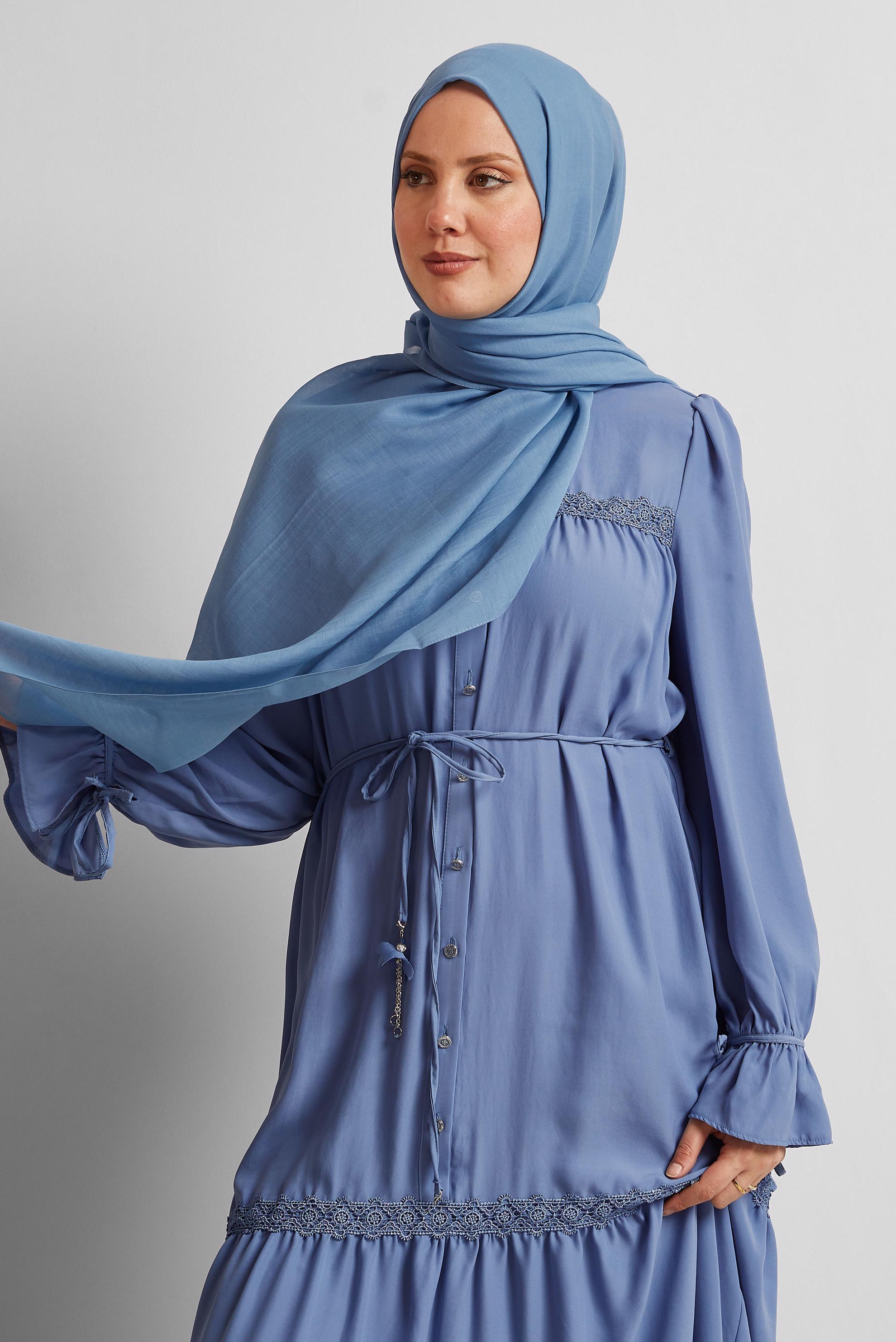 Tesettür giyim MAVİ ALVİNA PAMUK ŞAL 8544