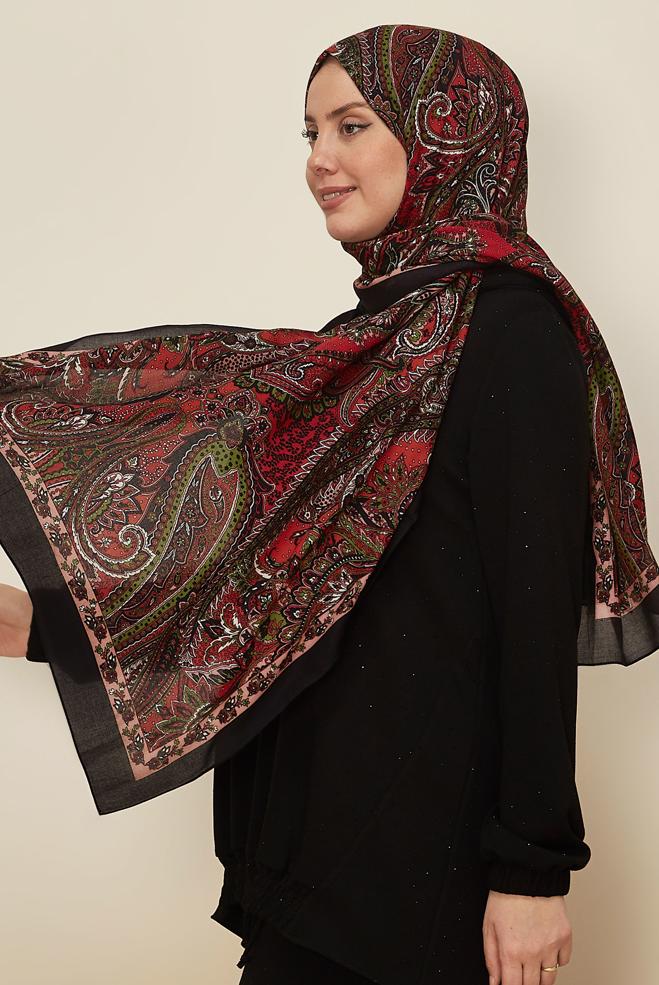 Vêtements hijab NOIR CHÂLE À MOTIFS ALVINA 8546 - ALVİNA