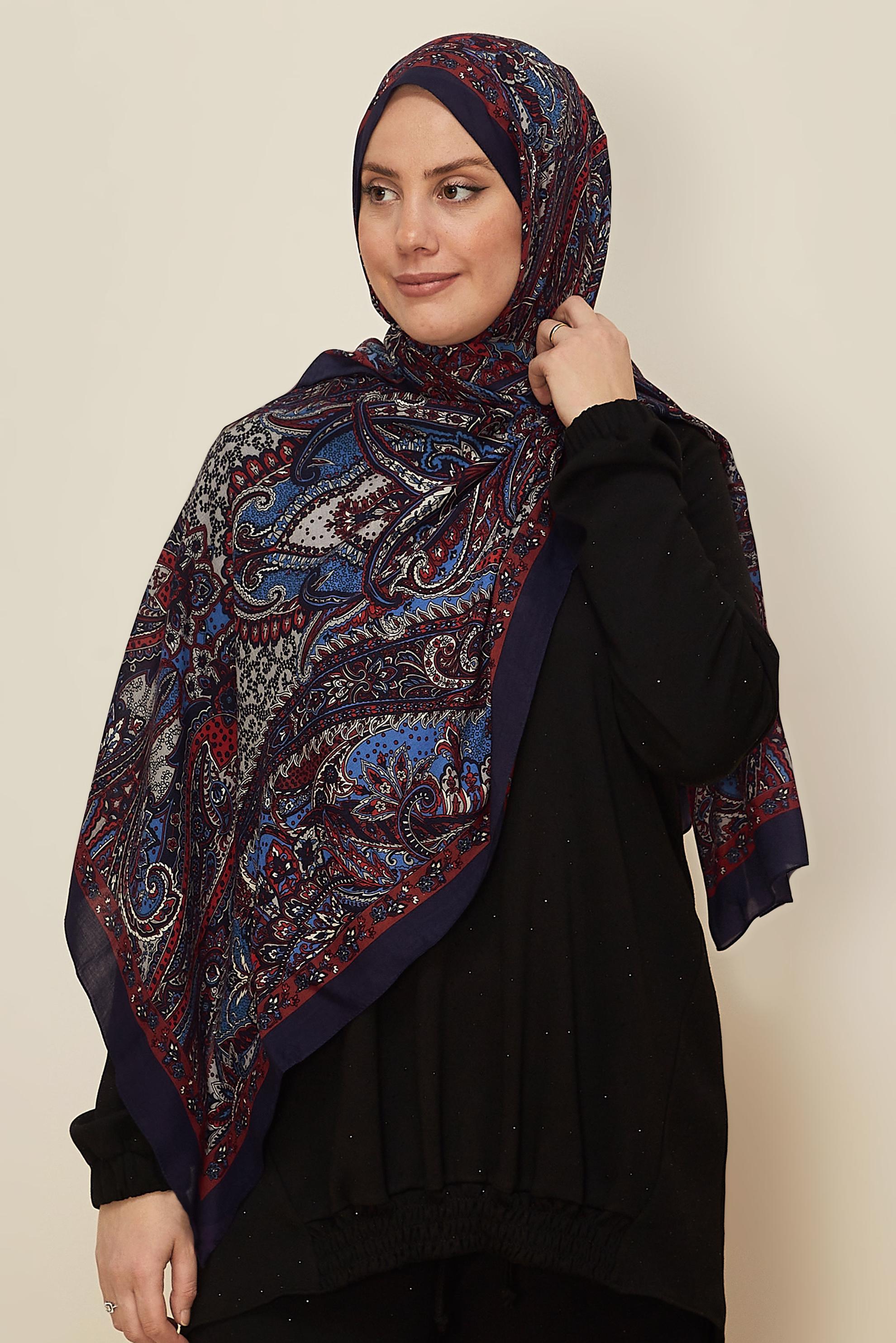 Vêtements hijab BLEU MARINE CHÂLE À MOTIFS ALVINA 8546