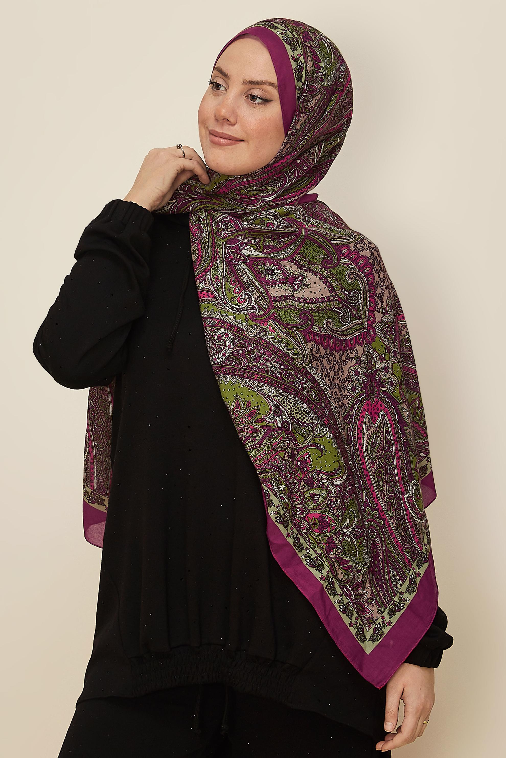 Vêtements hijab ROUGE BORDEAUX CHÂLE À MOTIFS ALVINA 8546