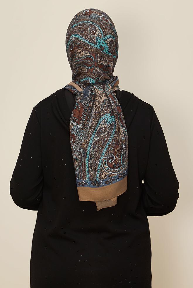 Vêtements hijab VISON CHÂLE À MOTIFS ALVINA 8546 - ALVİNA