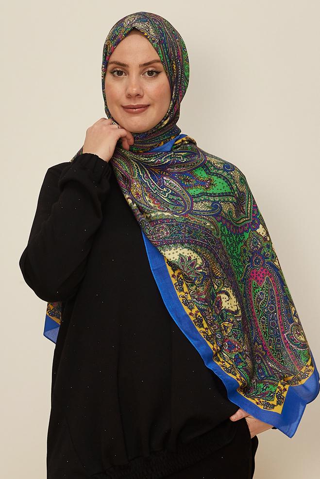 Vêtements hijab BLEU MARINE CHÂLE À MOTIFS ALVINA 8546 - ALVİNA