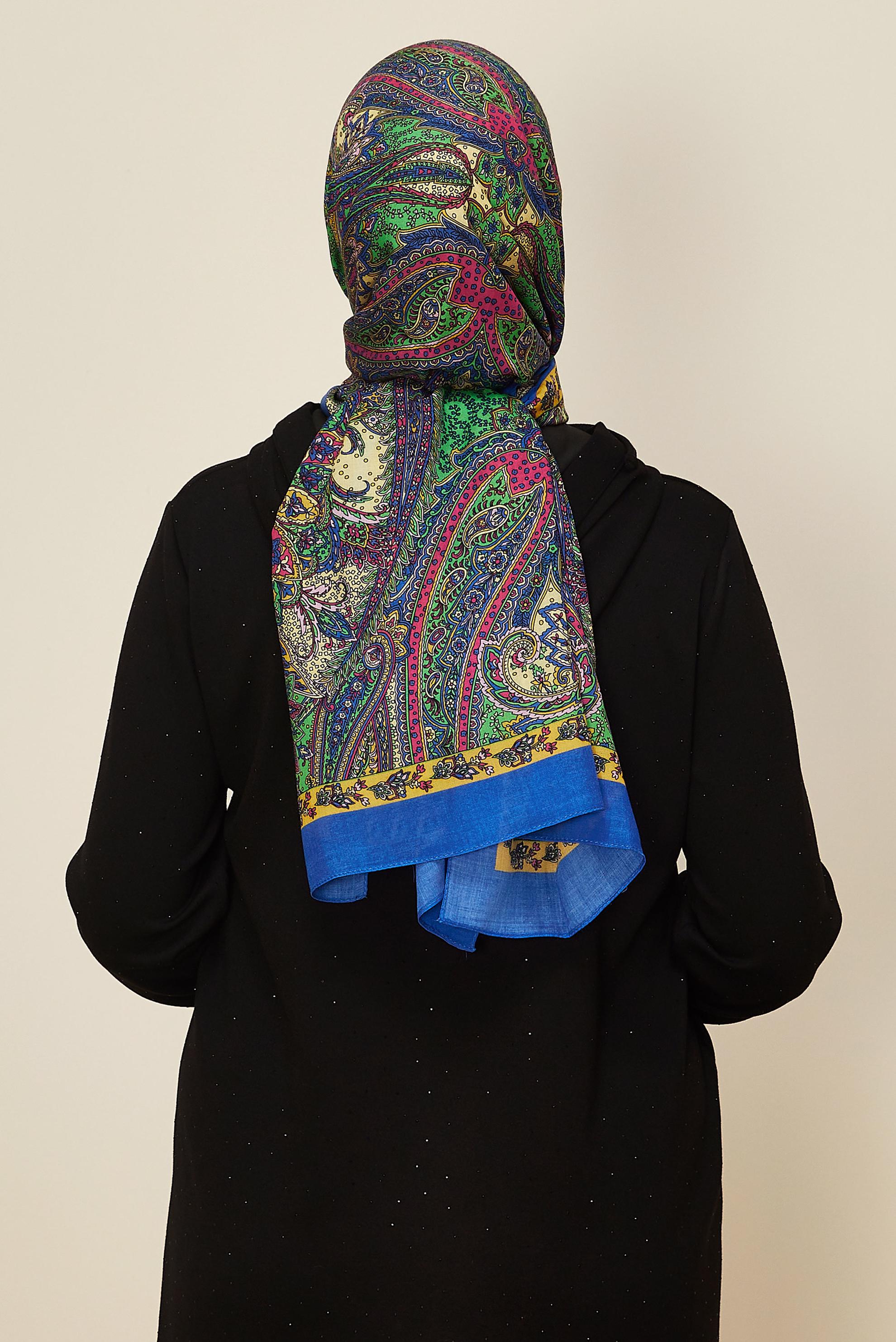 Vêtements hijab BLEU MARINE CHÂLE À MOTIFS ALVINA 8546