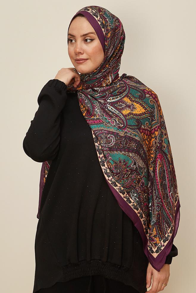 Vêtements hijab VISON CHÂLE À MOTIFS ALVINA 8546 - ALVİNA