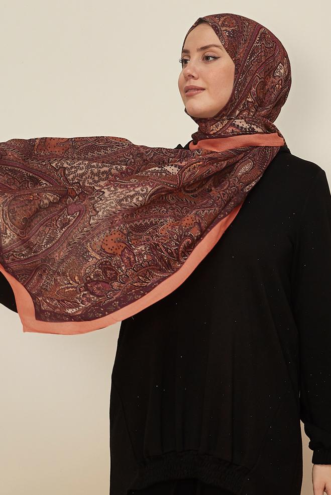 Vêtements hijab POUDRE CHÂLE À MOTIFS ALVINA 8546 - ALVİNA