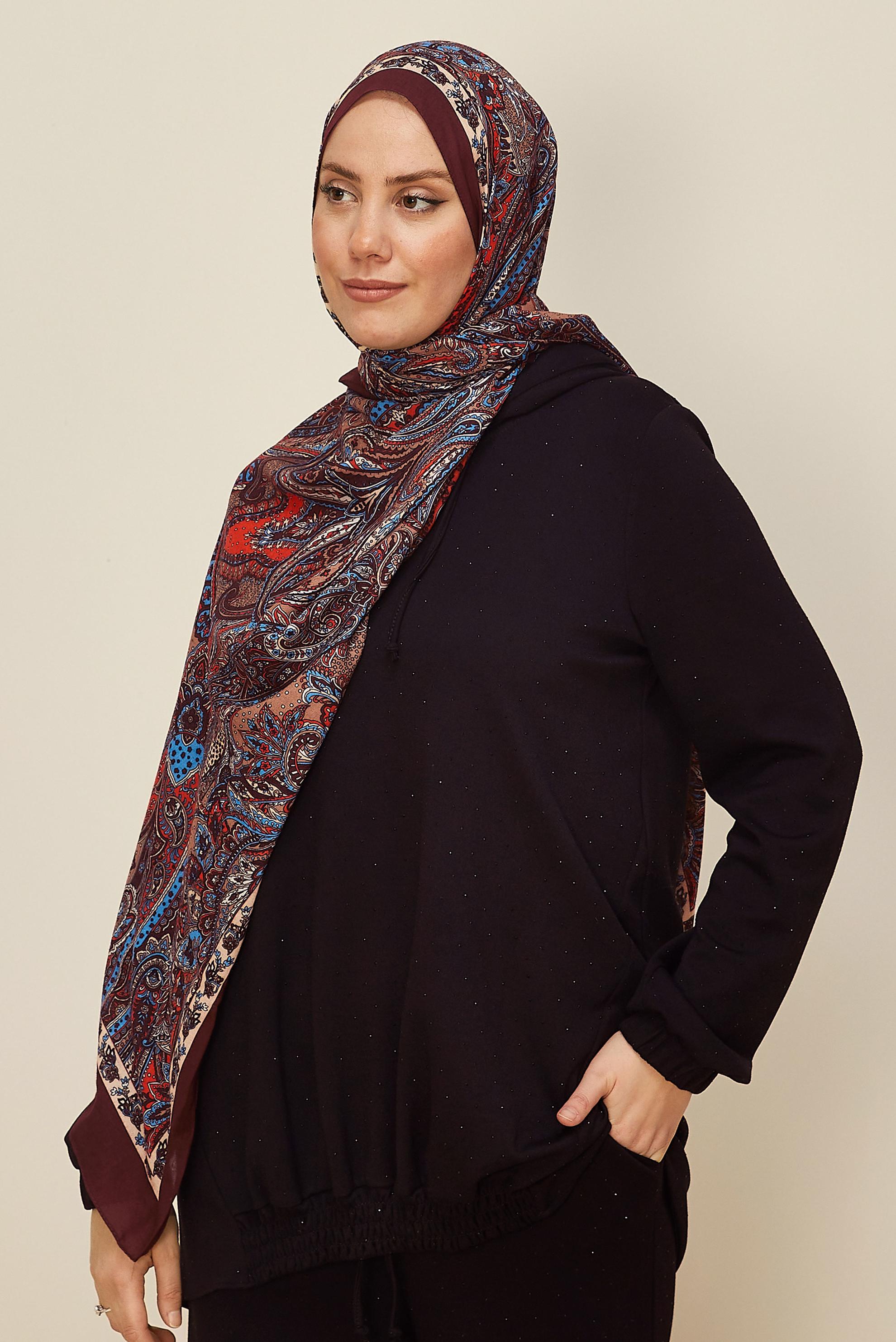 Vêtements hijab BRUN CHÂLE À MOTIFS ALVINA 8546
