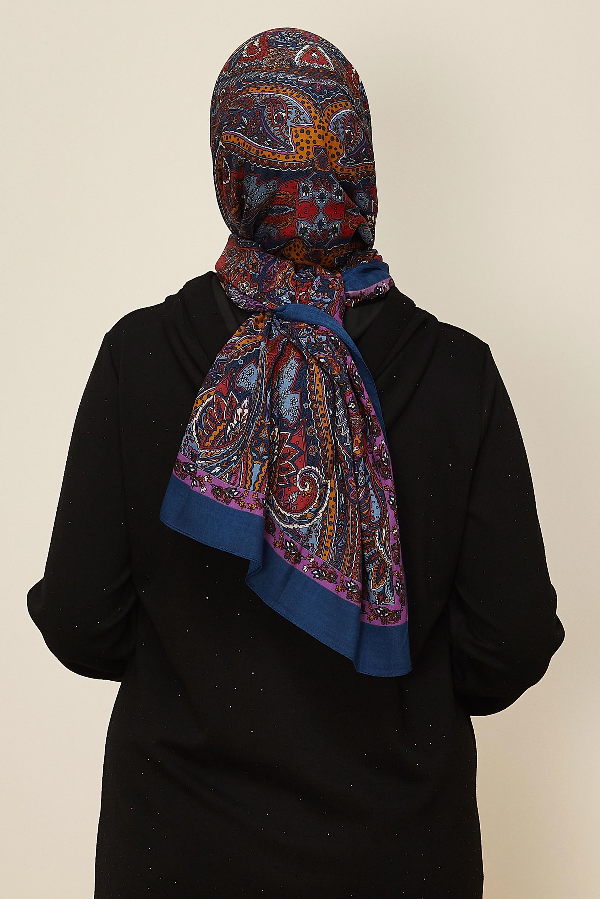Vêtements hijab VERT CHÂLE À MOTIFS ALVINA 8546