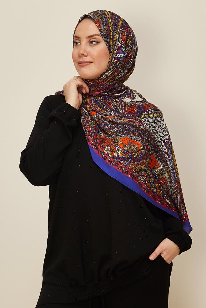 Vêtements hijab ÉCRUE CHÂLE À MOTIFS ALVINA 8546 - ALVİNA