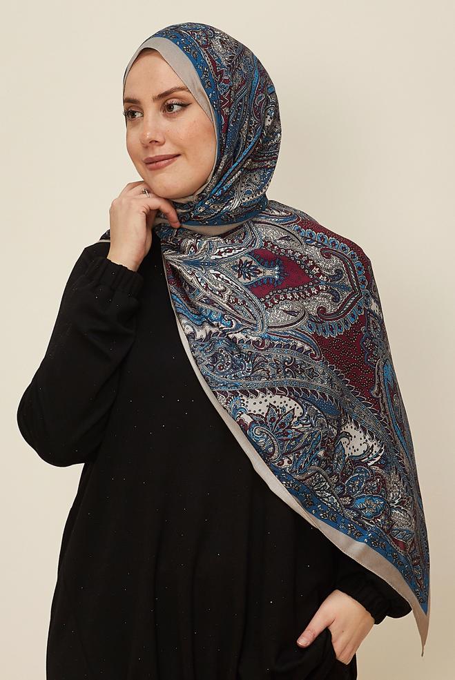 Vêtements hijab BEIGE CHÂLE À MOTIFS ALVINA 8546 - ALVİNA