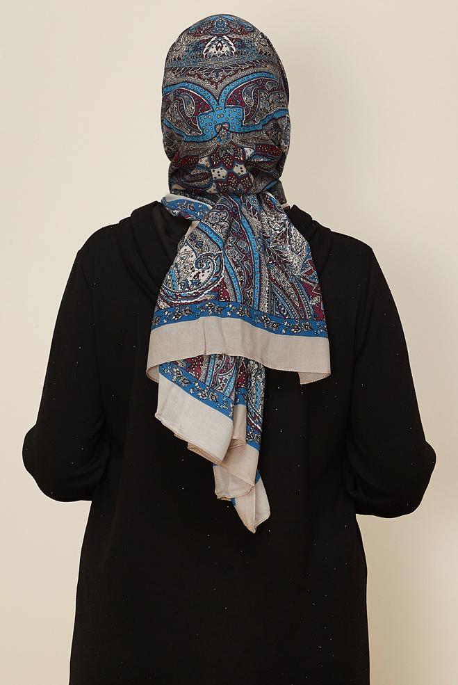 Vêtements hijab BEIGE CHÂLE À MOTIFS ALVINA 8546 - ALVİNA